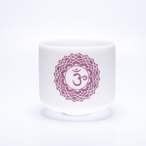 TOPFUND B NOTE 7 inch Colored Chakra Crystal Singing Bowl with Heavy Duty Carrying Case and Singing Bowl Mallets Suede Striker - TOPFUND Crystal Singing Bowl