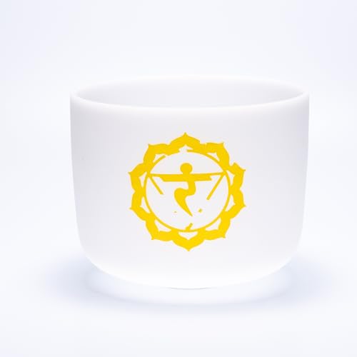 TOPFUND E NOTE 10 inch Colored Chakra Crystal Singing Bowl with Heavy Duty Carrying Case and Singing Bowl Mallets Suede Striker - TOPFUND Crystal Singing Bowl