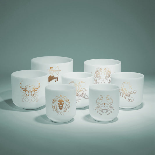 TOPFUND 6-10 inch Zodiac Chakra Set of 7 Crystal Singing Bowls - TOPFUND Crystal Singing Bowl