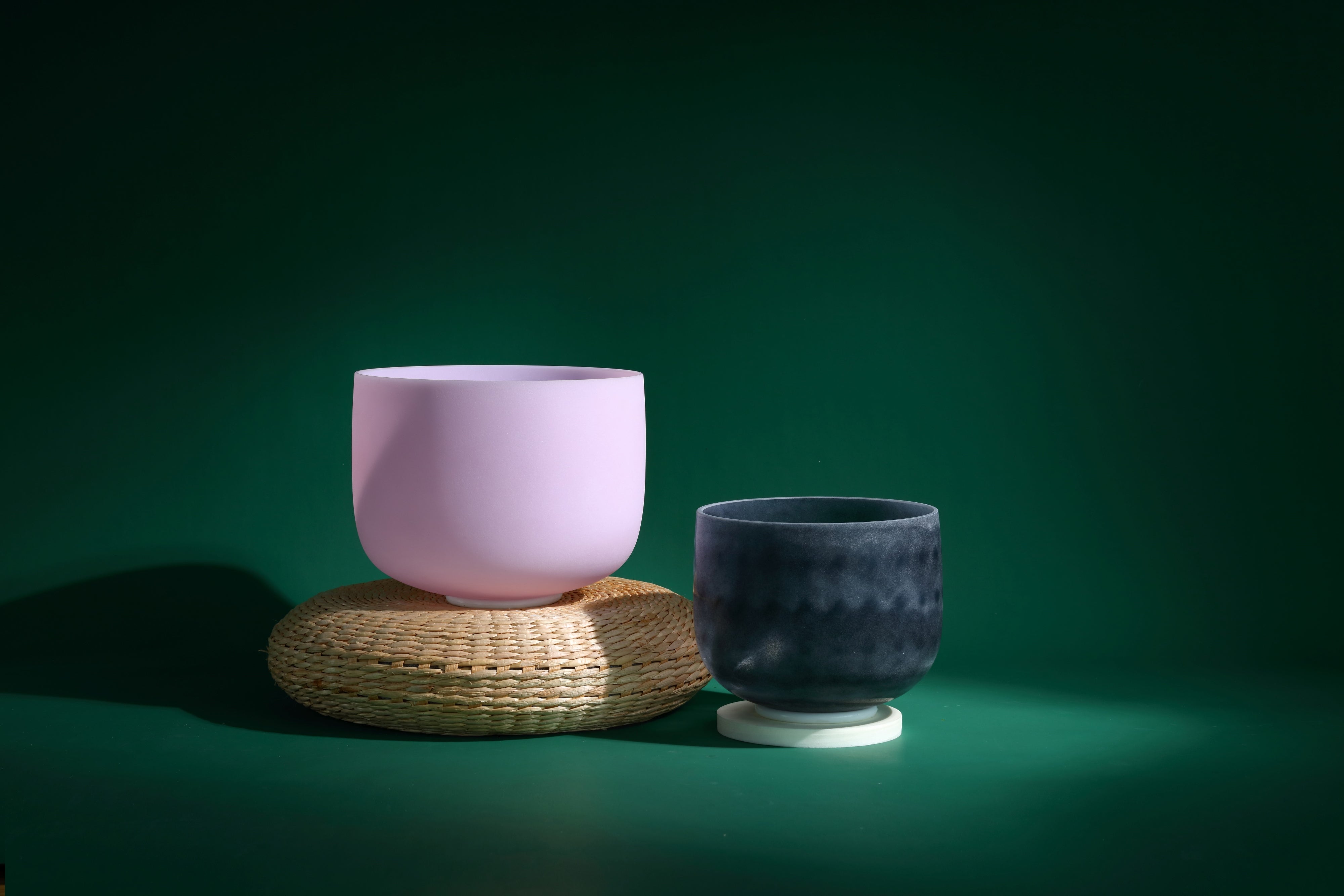 TOPFUND Chakra Set of D Note Rose Quartz Singing Bowl 10"+ B Note Sapphire Infused Quartz Singing Bowl 8"