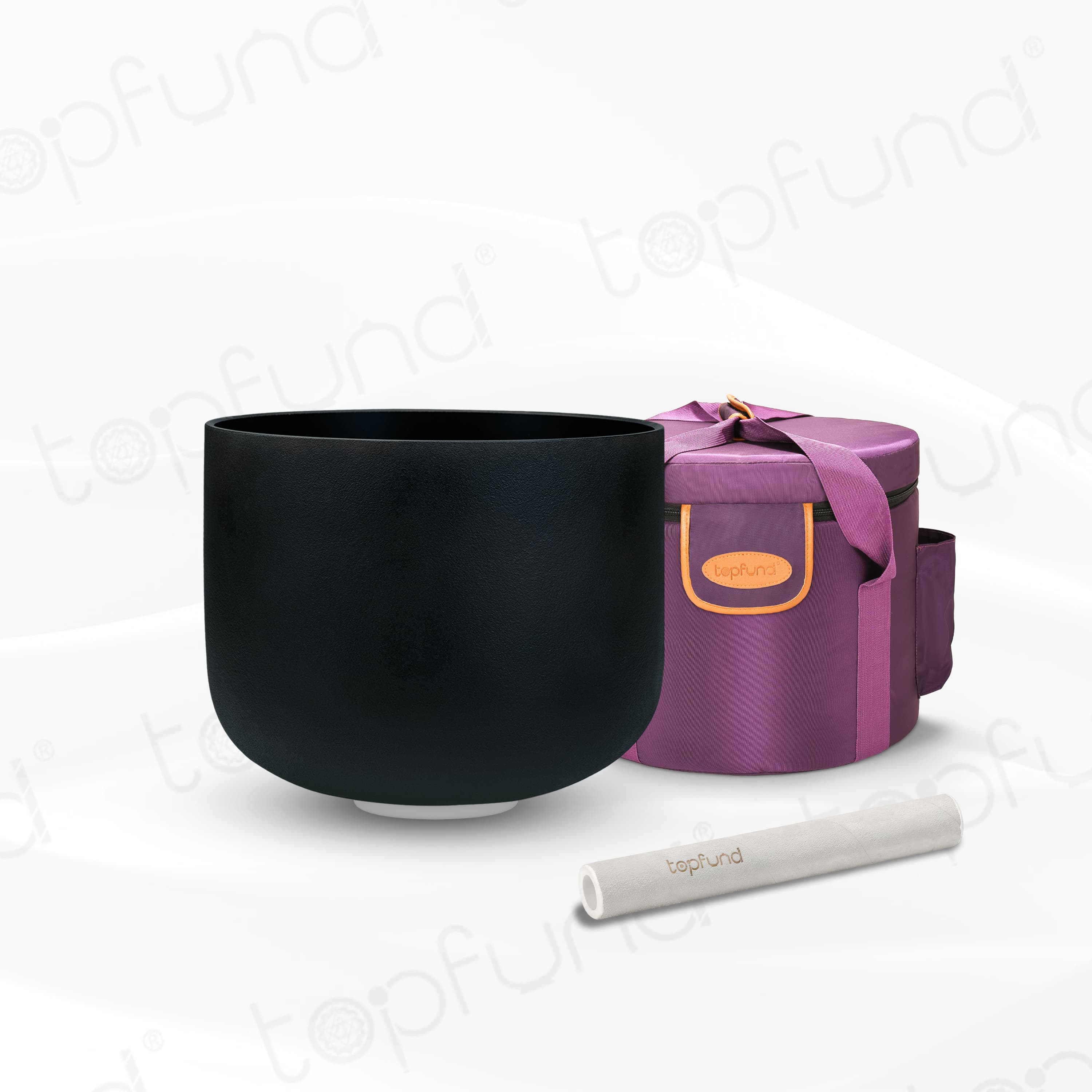 TOPFUND 432Hz Pitch Perfect Black D Note Crystal Singing Bowl Sacral Chakra 11 inch with Artificial Leather Carrying Case and Singing Bowl Mallet Suede Striker - TOPFUND Crystal Singing Bowl