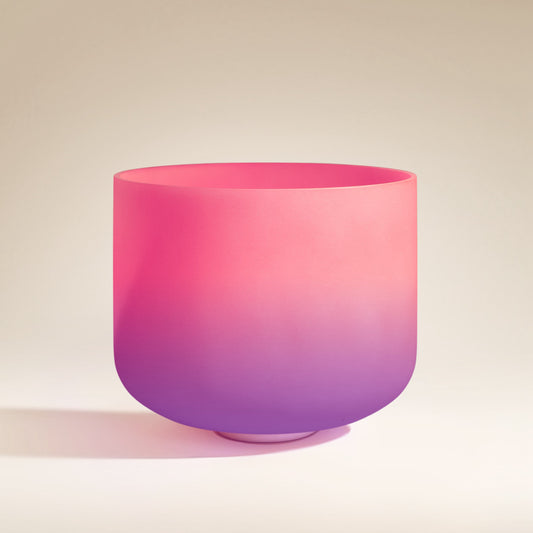 TOPFUND Handcrafted Pink Purple Rainbow F Note Crystal Singing Bowl 10 inch Heart Chakra - TOPFUND Crystal Singing Bowl