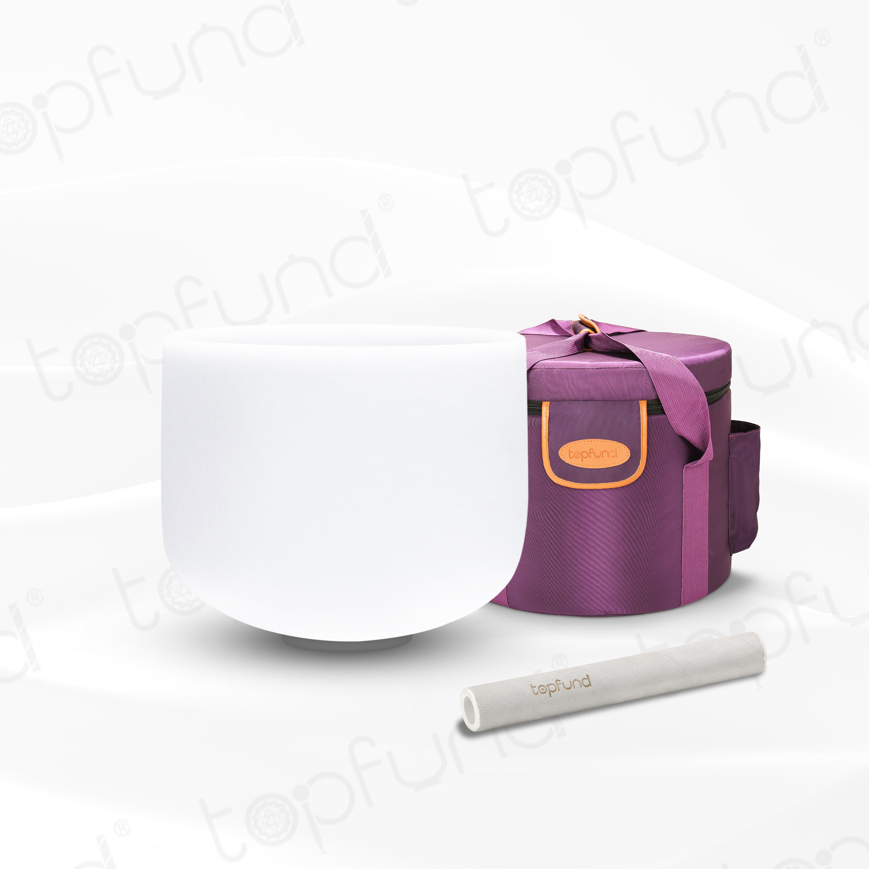 TOPFUND Handcrafted D# Note Crystal Singing Bowl 10 inch for Navel Chakra with Heavy Duty Carrying Case and Suede Striker - TOPFUND Crystal Singing Bowl