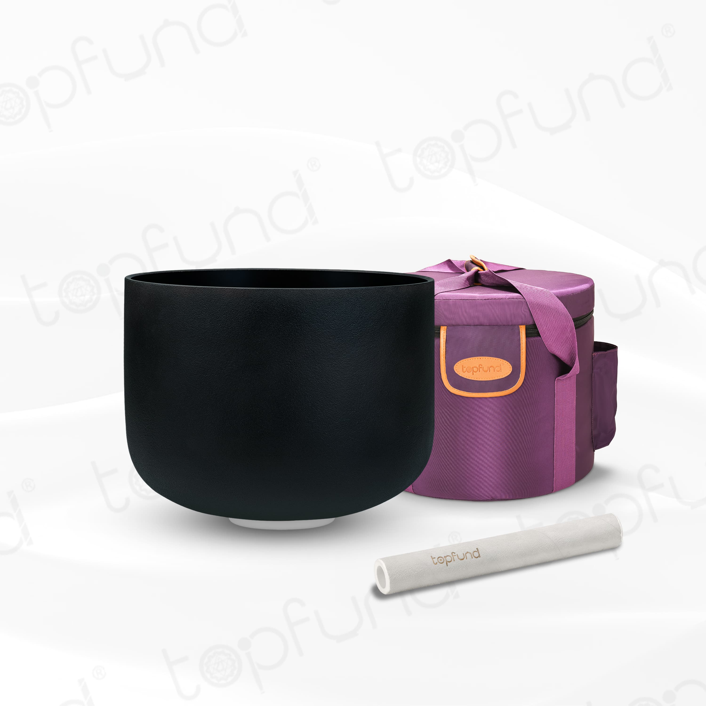 TOPFUND Black C Note Crystal Singing Bowl Root Chakra 11 inch with Artificial Leather Carrying Case and Singing Bowl Mallet Suede Striker - TOPFUND Crystal Singing Bowl