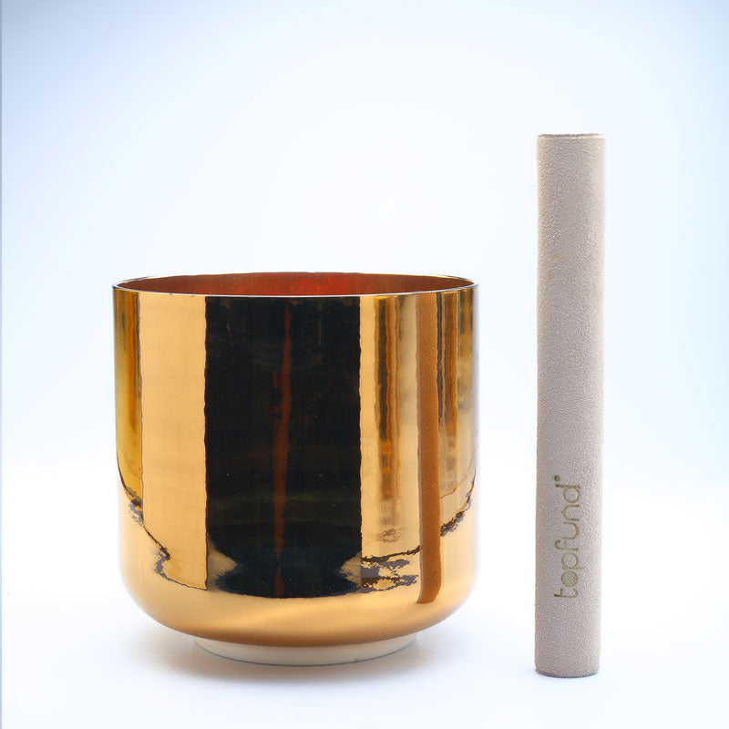 50% OFF TOPFUND Perfect Pitch Alchemy Solid gold Crystal Singing Bowl 6 inch D# note with defect - TOPFUND Crystal Singing Bowl