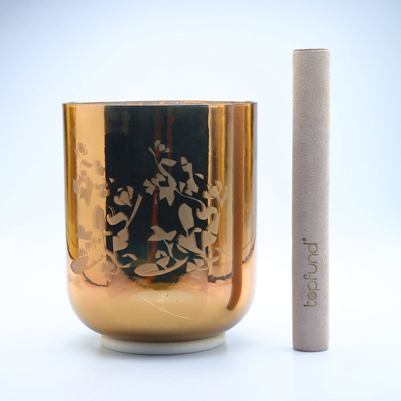 50% OFF TOPFUND Perfect Pitch Alchemy Solid gold Crystal Singing Bowl flower 6 inch E note with defect - TOPFUND Crystal Singing Bowl