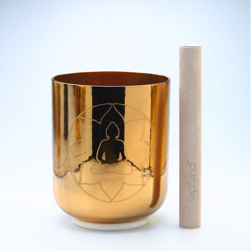 50% OFF TOPFUND Perfect Pitch Alchemy Gold Crystal Singing Bowl with seal engraving 6 inch F# note with defect - TOPFUND Crystal Singing Bowl