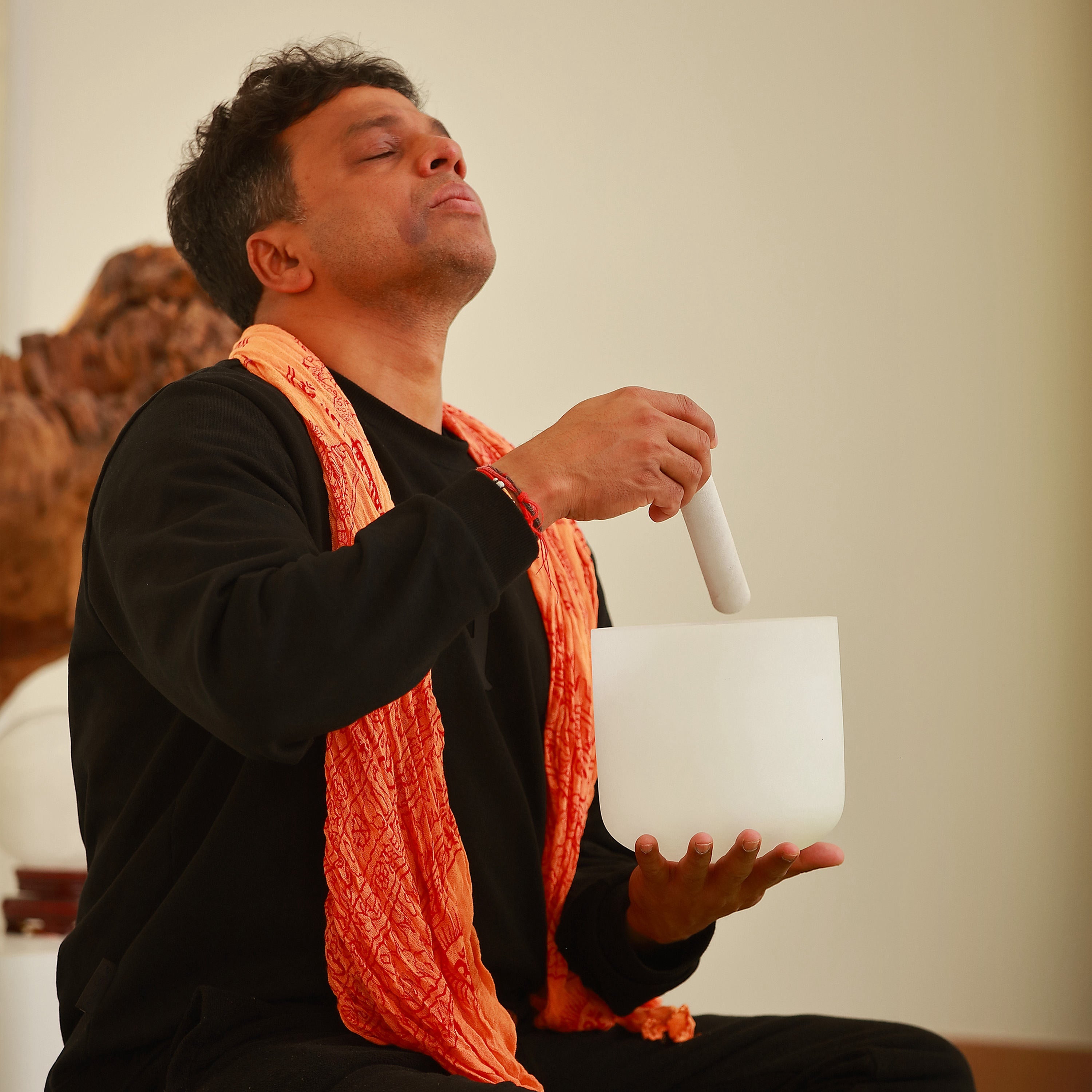 TOPFUND 432Hz Chakra D Note Crystal Singing Bowl Sacral 12 inch - TOPFUND Crystal Singing Bowl