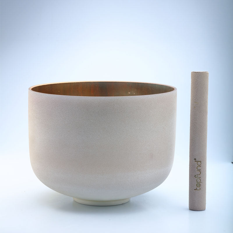 50% OFF TOPFUND Perfect Pitch Alchemy Frosted Gold Crystal Singing Bowl 10 inch D note with defect - TOPFUND Crystal Singing Bowl