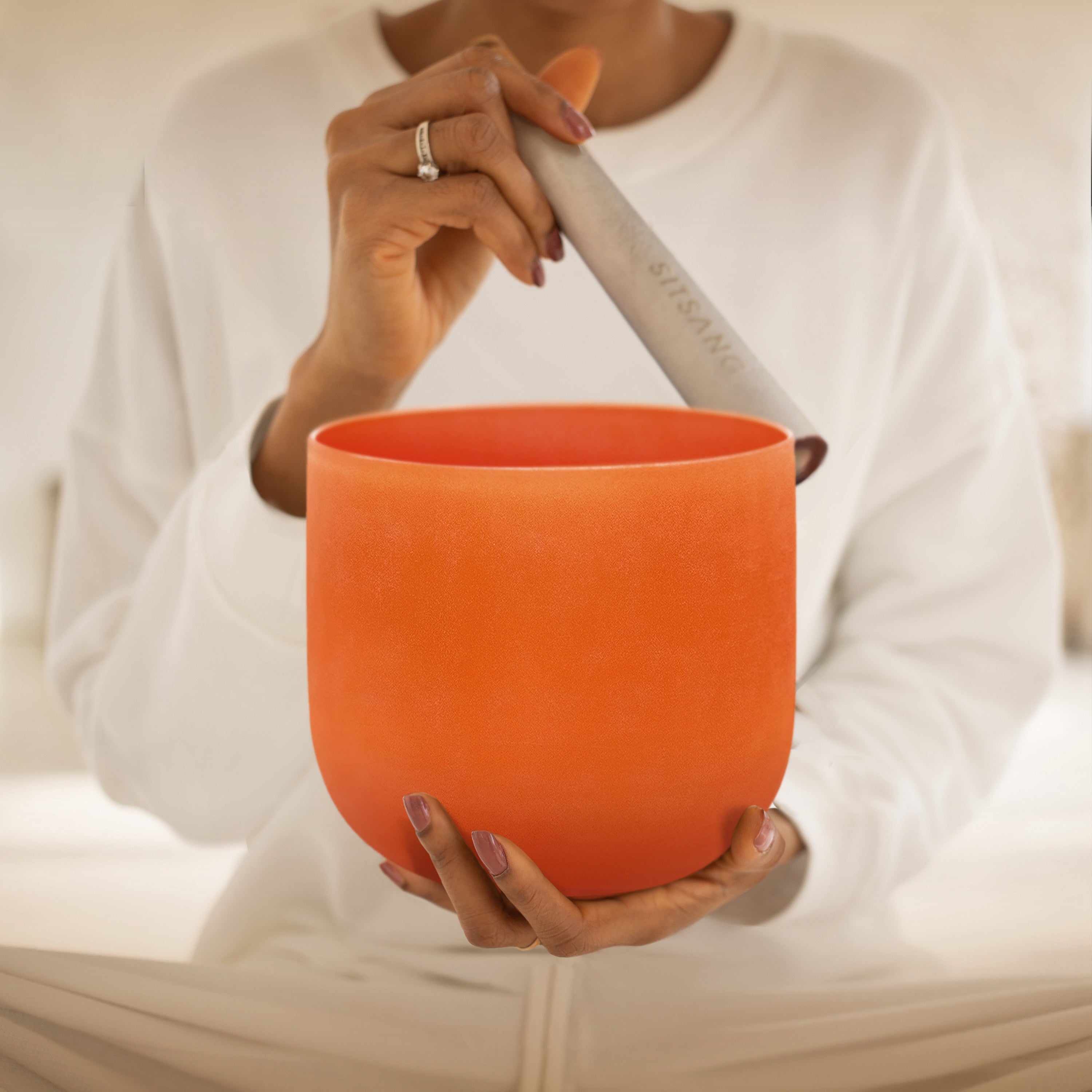 TOPFUND 432Hz D Note Orange Crystal Singing Bowl Chakra - TOPFUND Crystal Singing Bowl