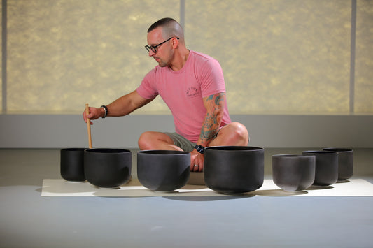 TOPFUND 432Hz Set of 7 Black Crystal Singing Bowls 6-10 inch - TOPFUND Crystal Singing Bowl