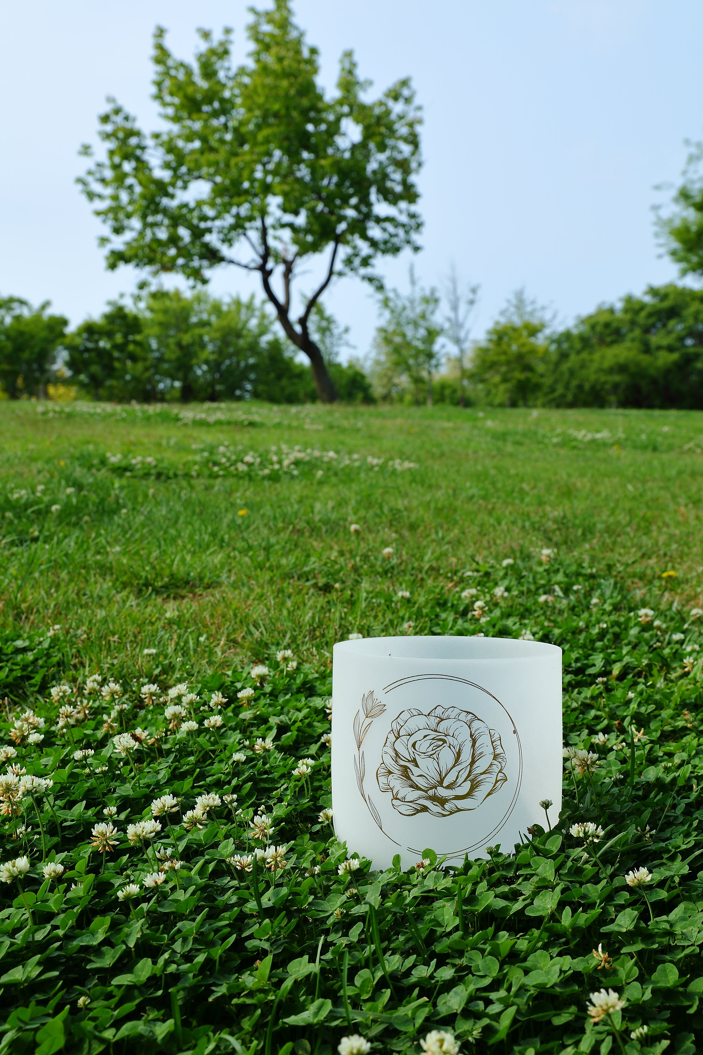 TOPFUND Golden Floral Patterns Chakra Set of 7 Crystal Singing Bowls 8-14 inch - TOPFUND Crystal Singing Bowl