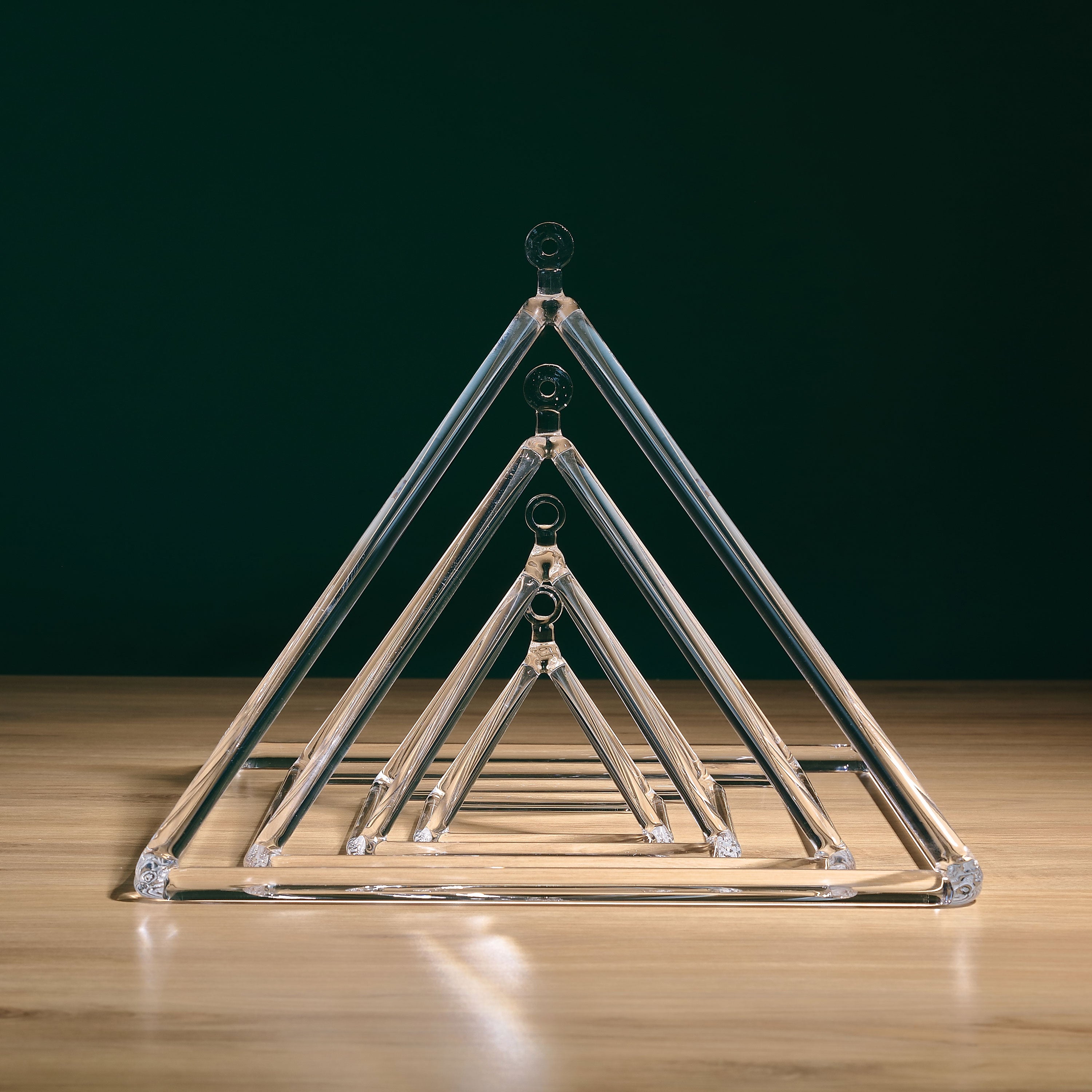 TOPFUND Clear Set of 4 Crystal Singing Pyramids 4-12 inch - TOPFUND Crystal Singing Bowl