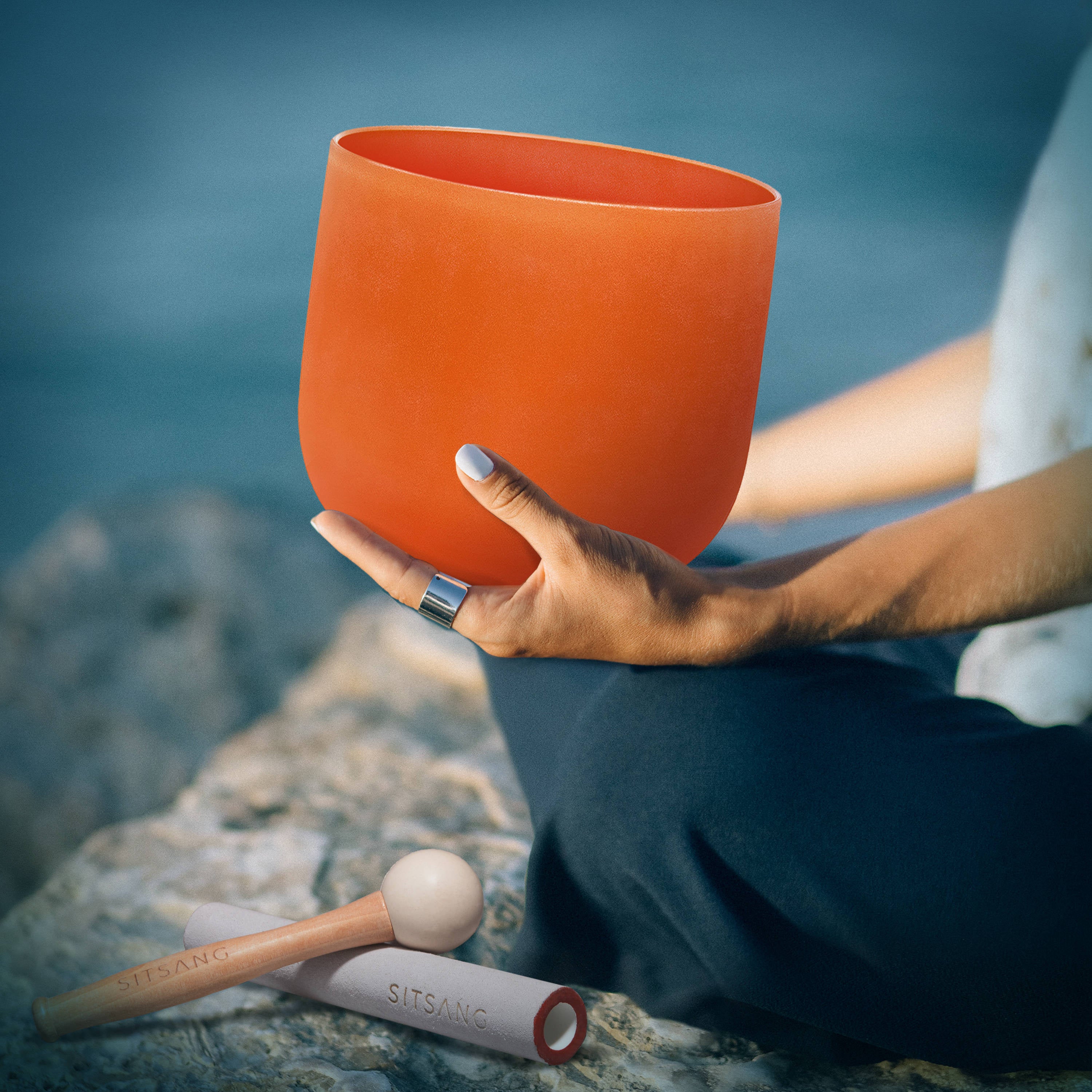 TOPFUND 432Hz D Note Orange Crystal Singing Bowl Chakra - TOPFUND Crystal Singing Bowl