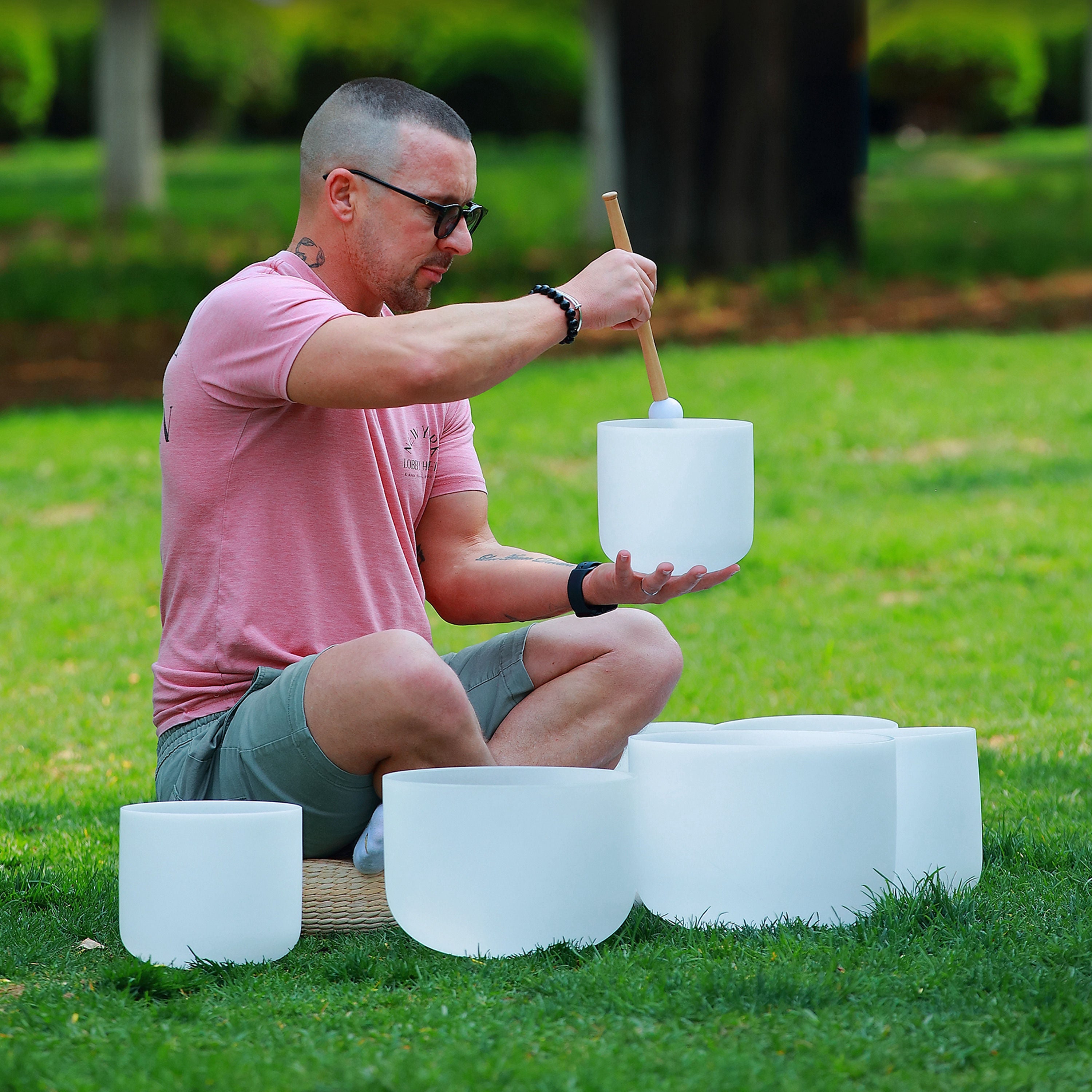 7-12 inch Chakra Set of 7 Crystal Singing Bowls with Heavy Duty Carrying Cases and Singing Bowl Mallets - TOPFUND Crystal Singing Bowl