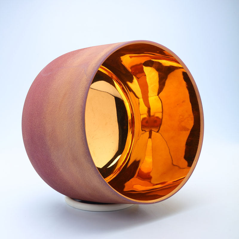 50% OFF TOPFUND Perfect Pitch Alchemy Frosted Gold-pink Crystal Singing Bowl 8 inch G note with defect - TOPFUND Crystal Singing Bowl