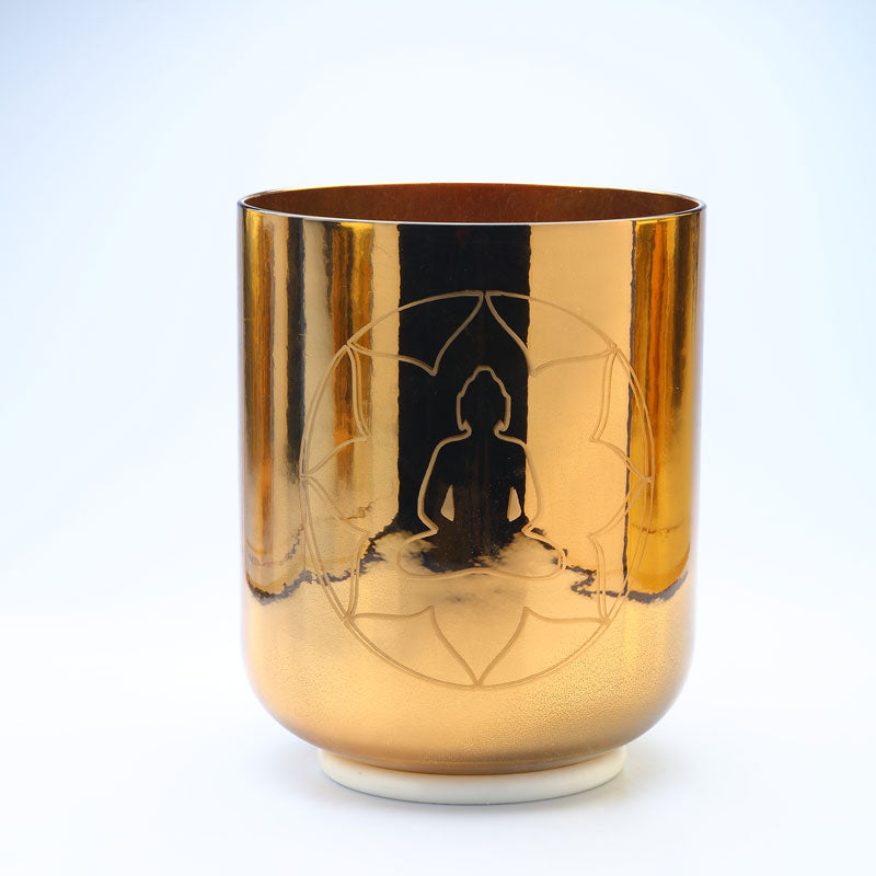 50% OFF TOPFUND Perfect Pitch Alchemy Gold Crystal Singing Bowl with seal engraving 6 inch F# note with defect - TOPFUND Crystal Singing Bowl