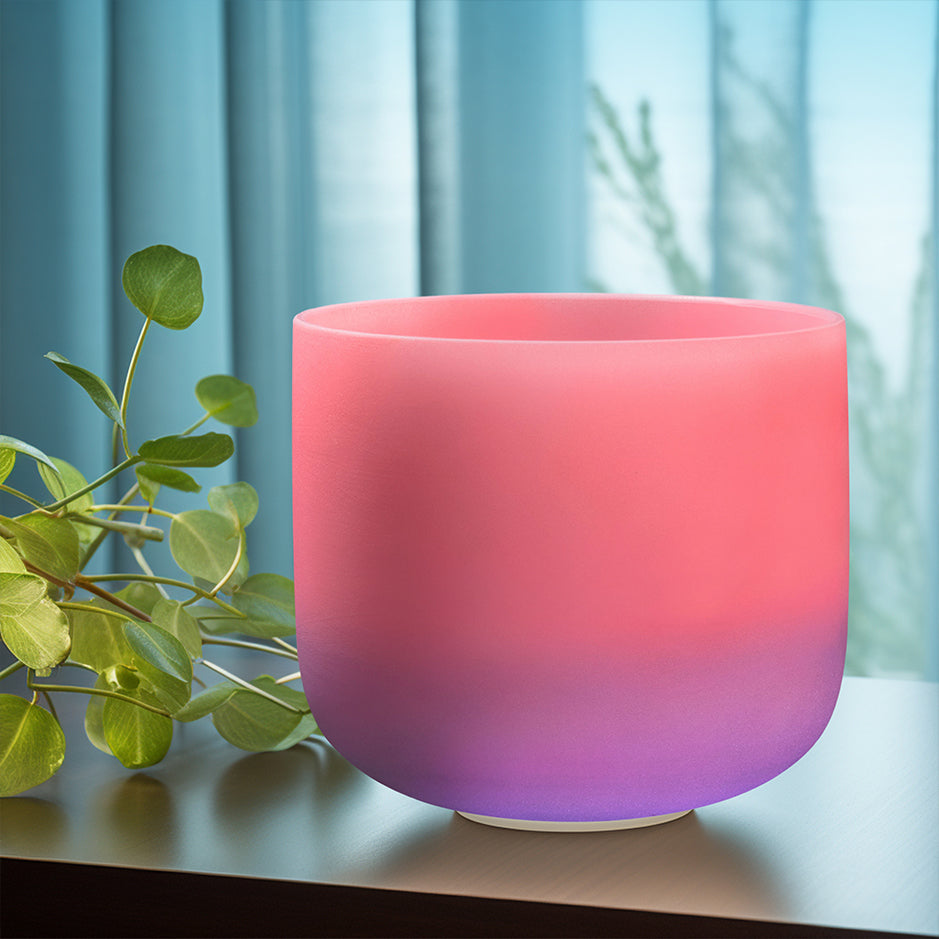 TOPFUND 440Hz Chakra Rainbow F Note Heart Crystal Singing Bowl 10 inch - TOPFUND Crystal Singing Bowl