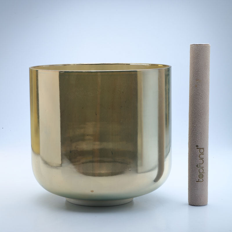 30% OFF TOPFUND Perfect Pitch Alchemy Solid silver-gold Crystal Singing Bowl 8 inch A note with defect - TOPFUND Crystal Singing Bowl