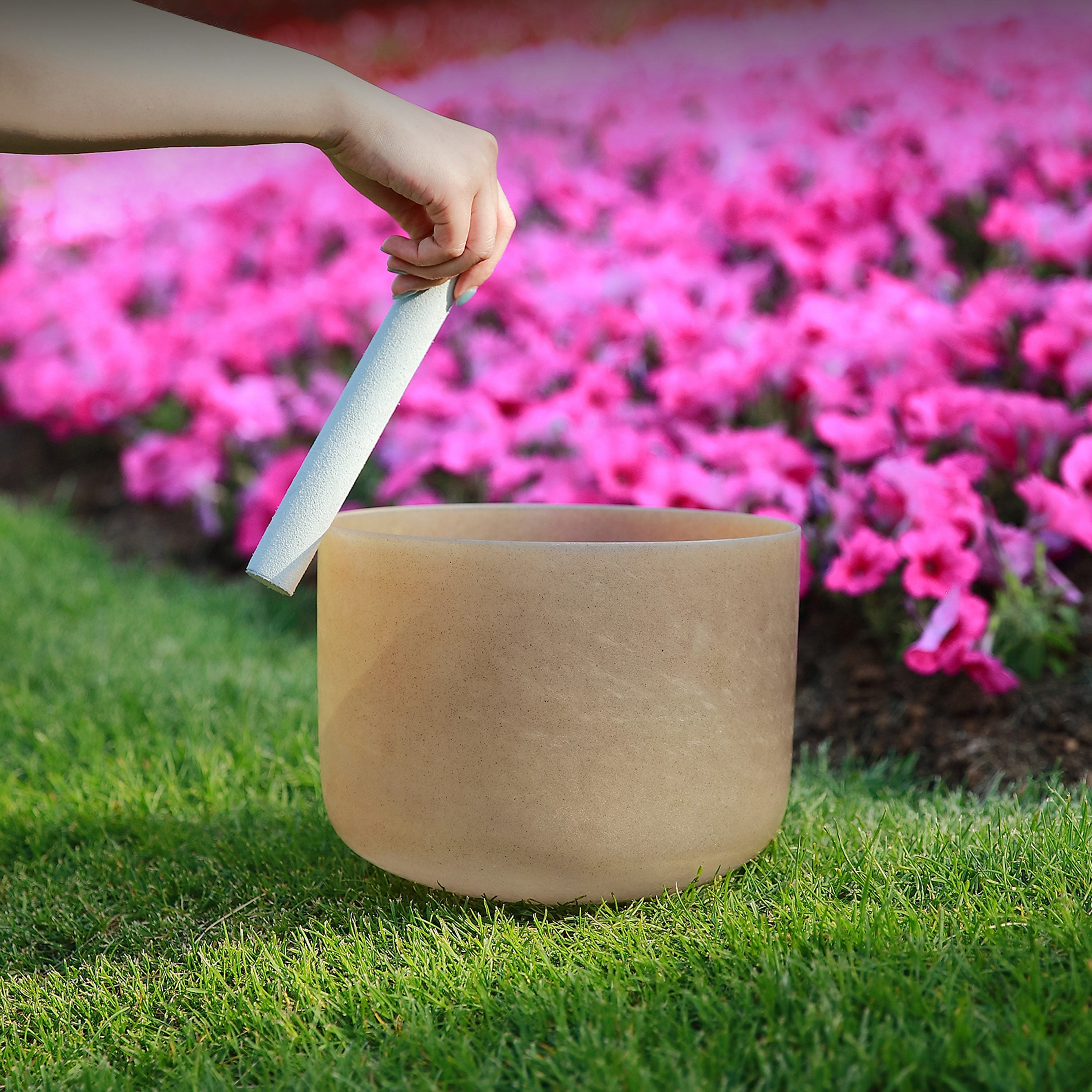 TOPFUND 440 Hz D Note Topaz Fusion Crystal Singing Bowl Chakra 10 inch - TOPFUND Crystal Singing Bowl