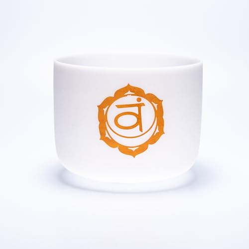 TOPFUND D NOTE 11 inch Colored Chakra Crystal Singing Bowl with Heavy Duty Carrying Case and Singing Bowl Mallets Suede Striker - TOPFUND Crystal Singing Bowl