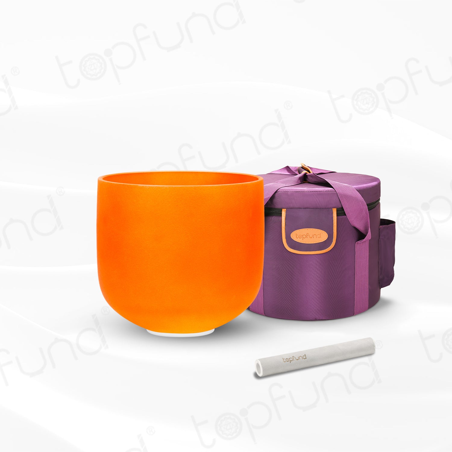 TOPFUND Orange 12 inch D note Crystal Singing Bowl Sacral Chakra with Heavy Duty Carrying Case and Singing Bowl Mallet Suede Striker - TOPFUND Crystal Singing Bowl