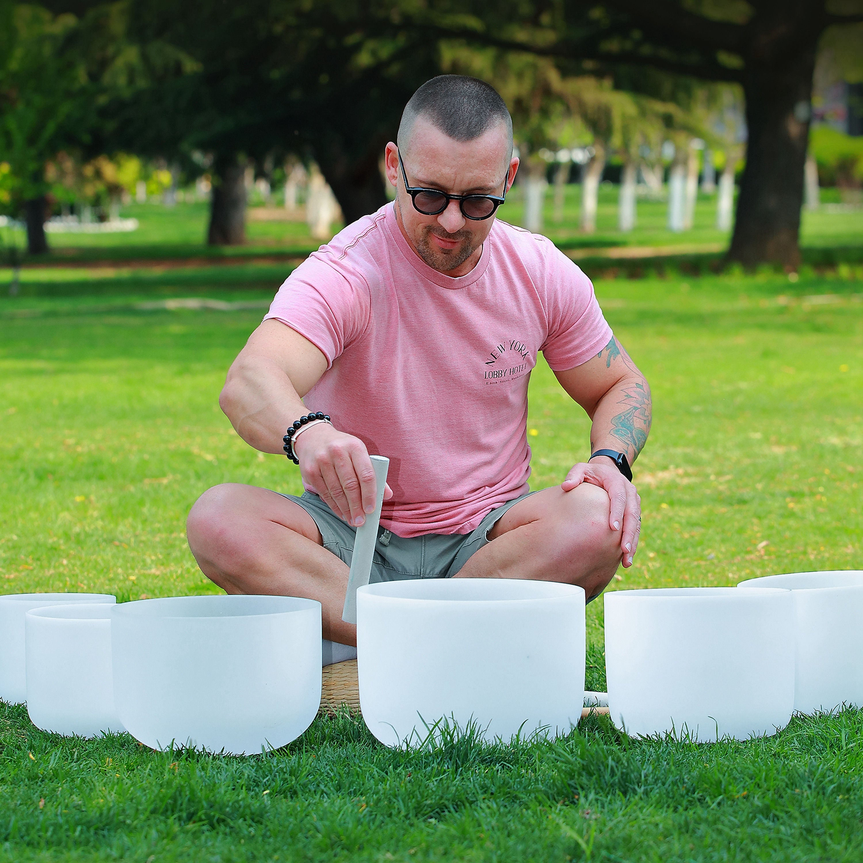 7-12 inch Chakra Set of 7 Crystal Singing Bowls with Heavy Duty Carrying Cases and Singing Bowl Mallets - TOPFUND Crystal Singing Bowl