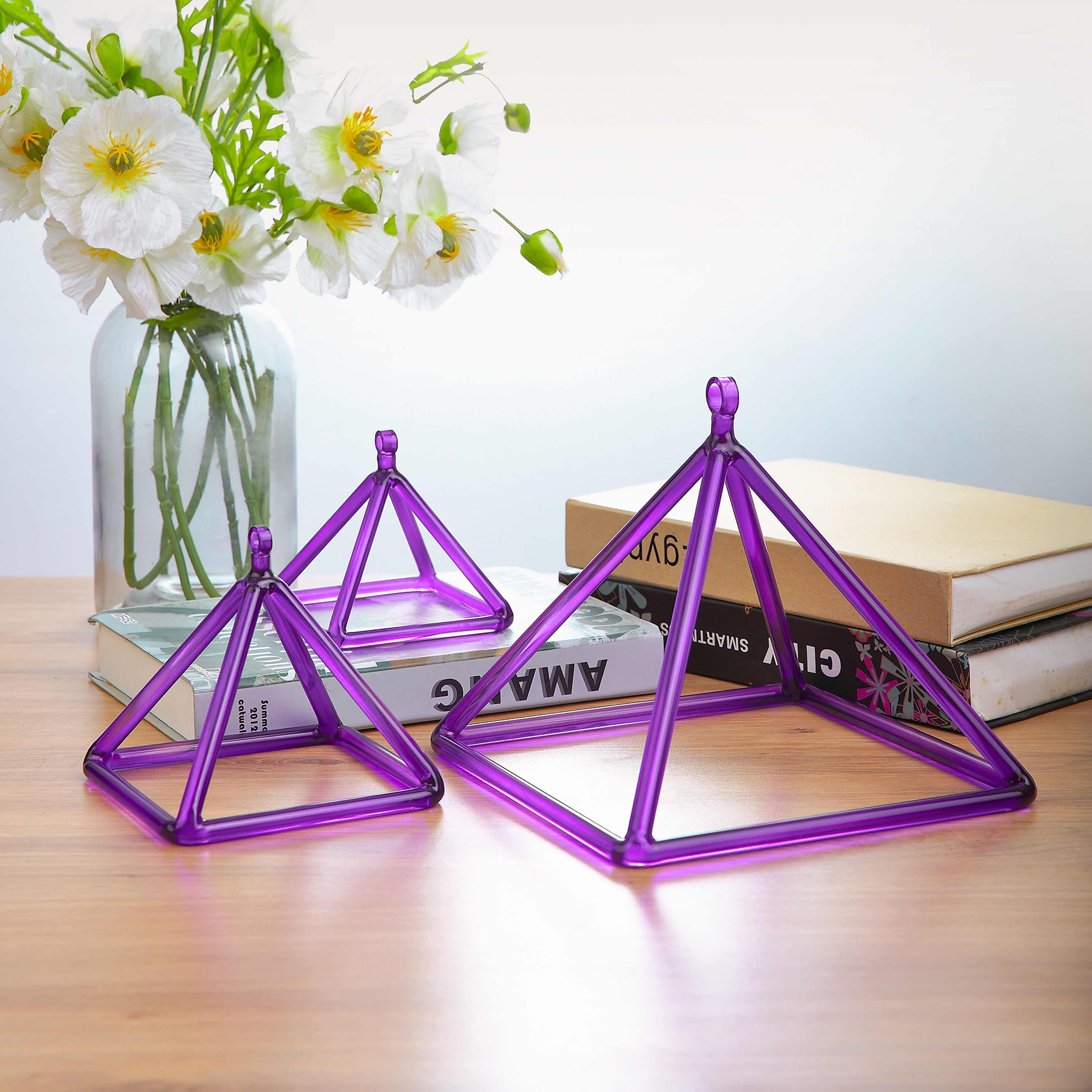 TOPFUND Purple Crystal Singing Pyramid - TOPFUND Crystal Singing Bowl