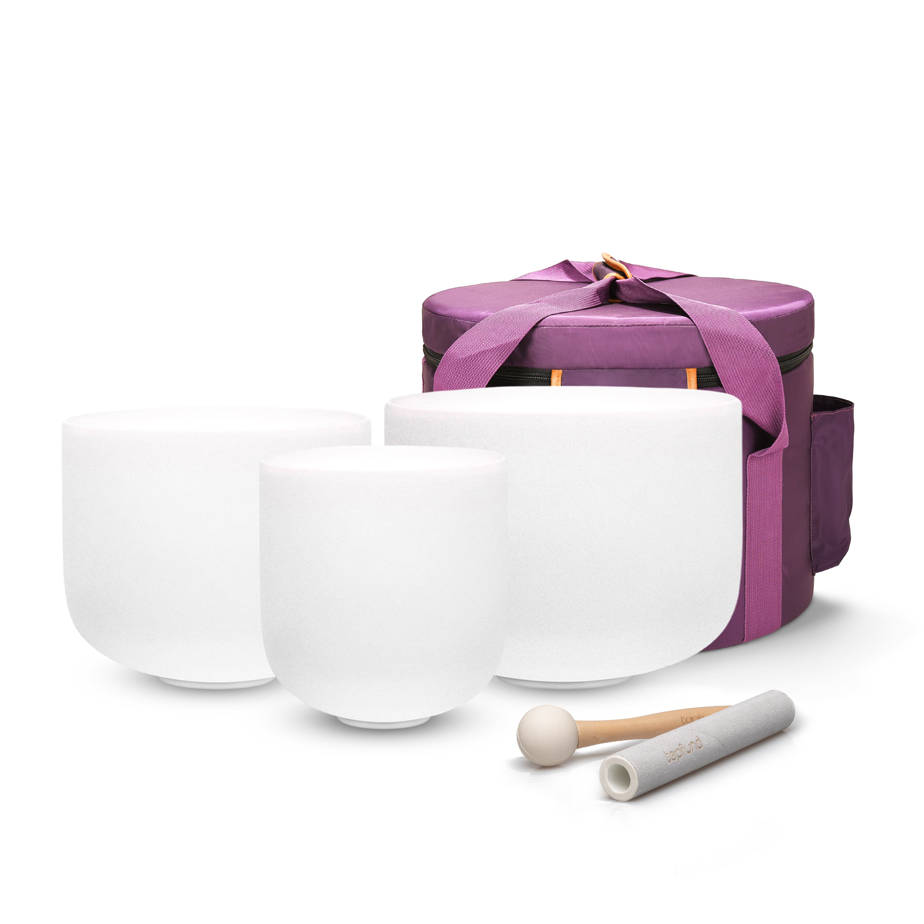 TOPFUND Chakra Set of 3 Crystal Singing Bowls 8-11 inch  (11"C+9"E+8"G) - TOPFUND Crystal Singing Bowl