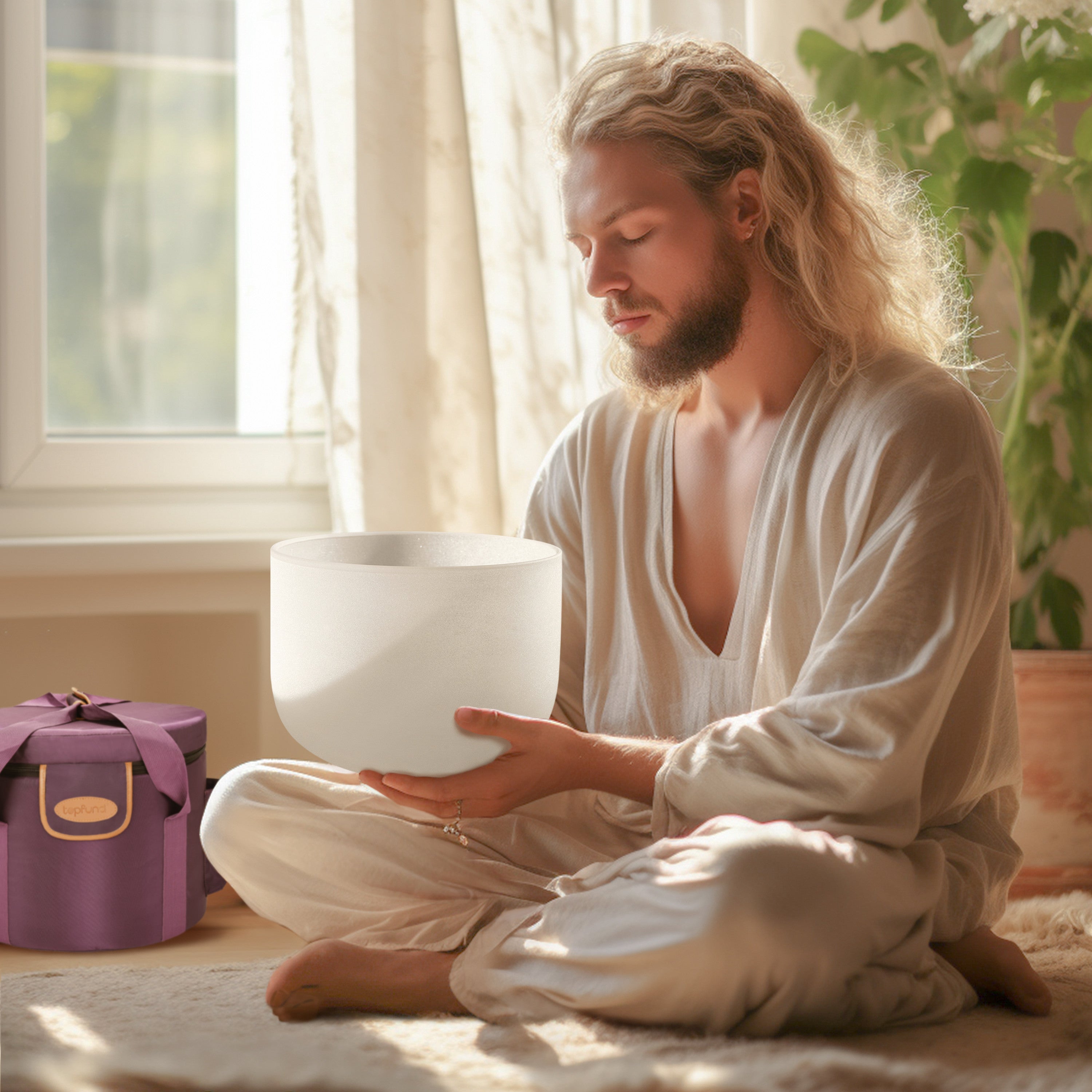 TOPFUND 440Hz C# Note Crystal Singing Bowl Adrenals Chakra 10 inch - TOPFUND Crystal Singing Bowl