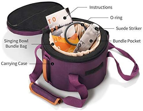 TOPFUND Handcrafted D# Note Crystal Singing Bowl 10 inch for Navel Chakra with Heavy Duty Carrying Case and Suede Striker - TOPFUND Crystal Singing Bowl