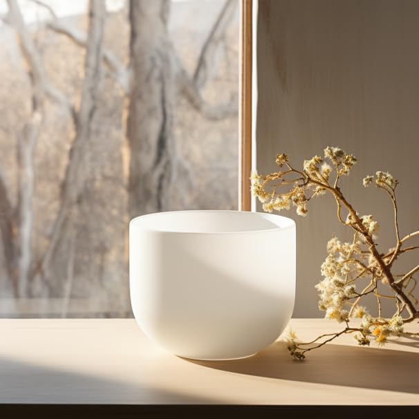 TOPFUND F Note Crystal Singing Bowl Heart Chakra 8 inch with Heavy Duty Carrying Case and Singing Bowl Mallet Suede Striker - TOPFUND Crystal Singing Bowl