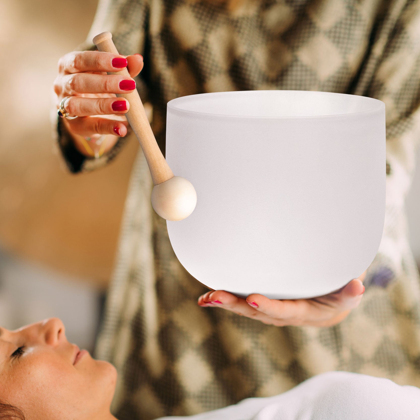 8 inch C Note 432HZ Crystal Singing Bowl Root Chakra - TOPFUND Crystal Singing Bowl