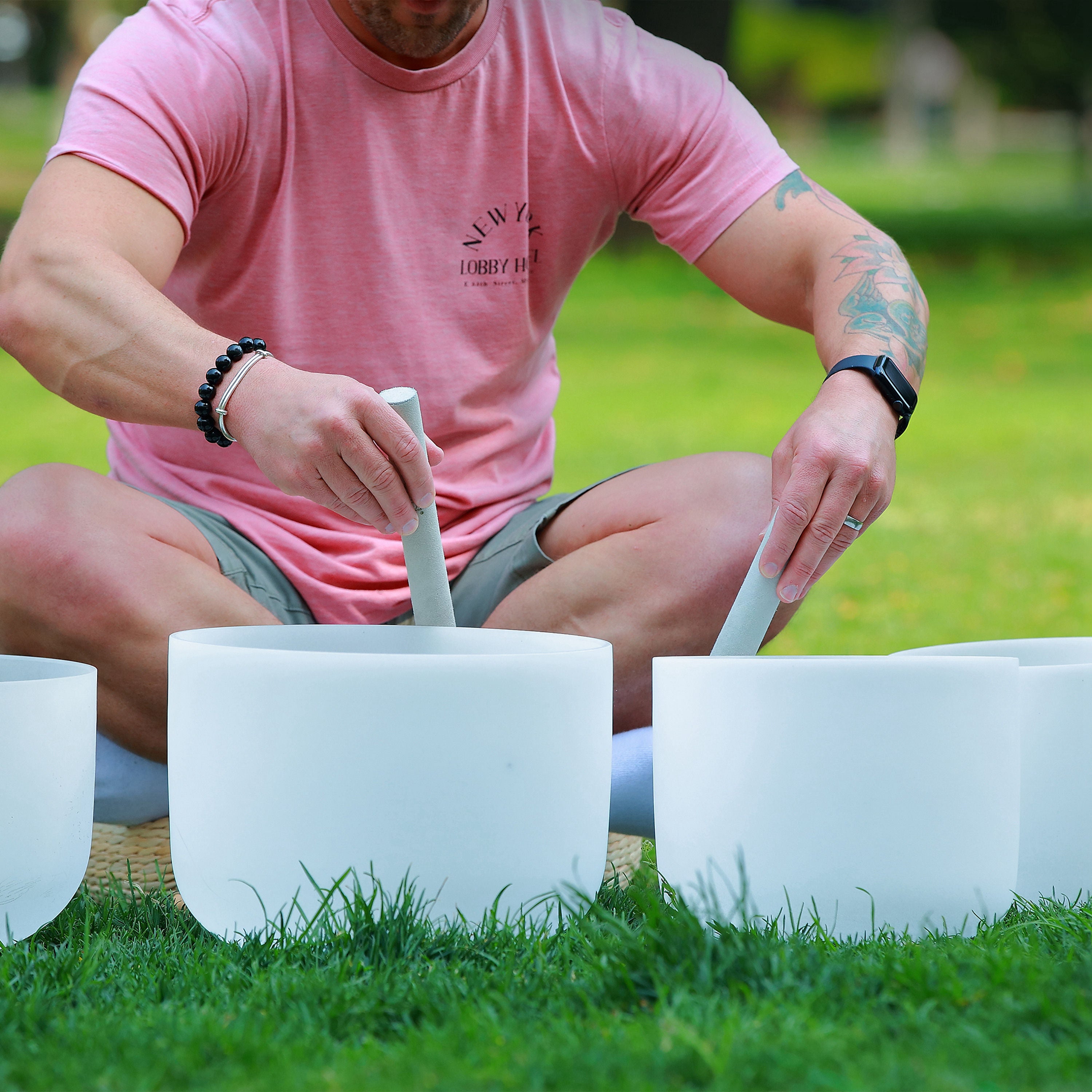 7-12 inch Chakra Set of 7 Crystal Singing Bowls with Heavy Duty Carrying Cases and Singing Bowl Mallets - TOPFUND Crystal Singing Bowl