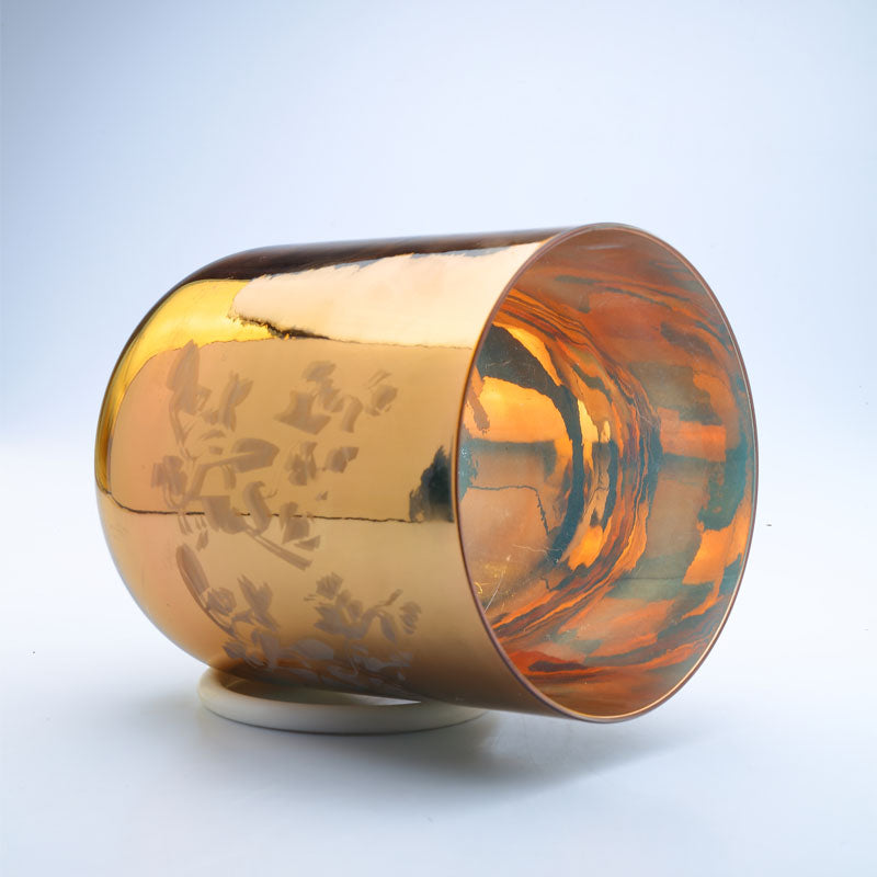 50% OFF TOPFUND Perfect Pitch Alchemy Solid gold Crystal Singing Bowl flower 6 inch E note with defect - TOPFUND Crystal Singing Bowl