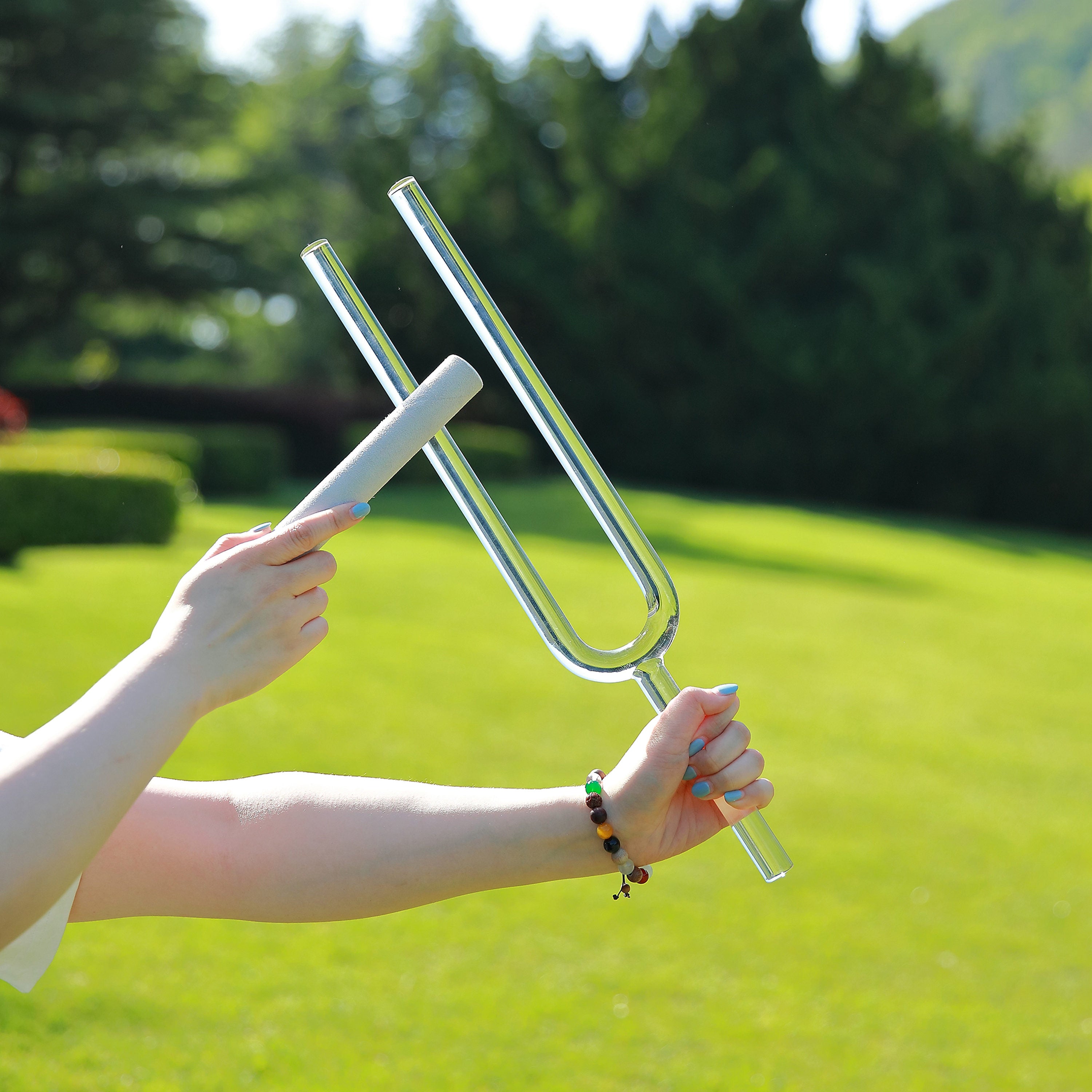 TOPFUND Crystal Tuning Fork 16mm (A, A#, B, C, C#, D, G, G#) - TOPFUND Crystal Singing Bowl