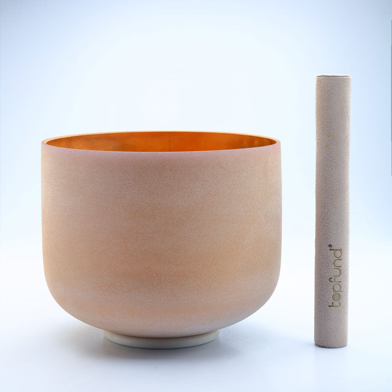 50% OFF TOPFUND Perfect Pitch Alchemy Frosted Gold Crystal Singing Bowl 8 inch E note with defect - TOPFUND Crystal Singing Bowl