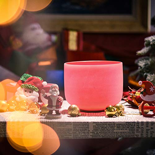 Pink F Note Crystal Singing Bowl Heart Chakra with Heavy Duty Carrying Case and Singing Bowl Mallet - TOPFUND Crystal Singing Bowl