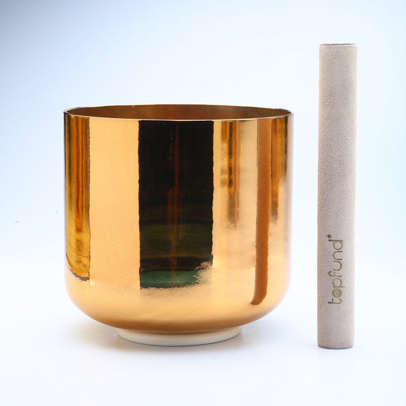50% OFF TOPFUND Perfect Pitch Alchemy Solid 24K Gold Crystal Singing Bowl 6 inch E note with defect - TOPFUND Crystal Singing Bowl