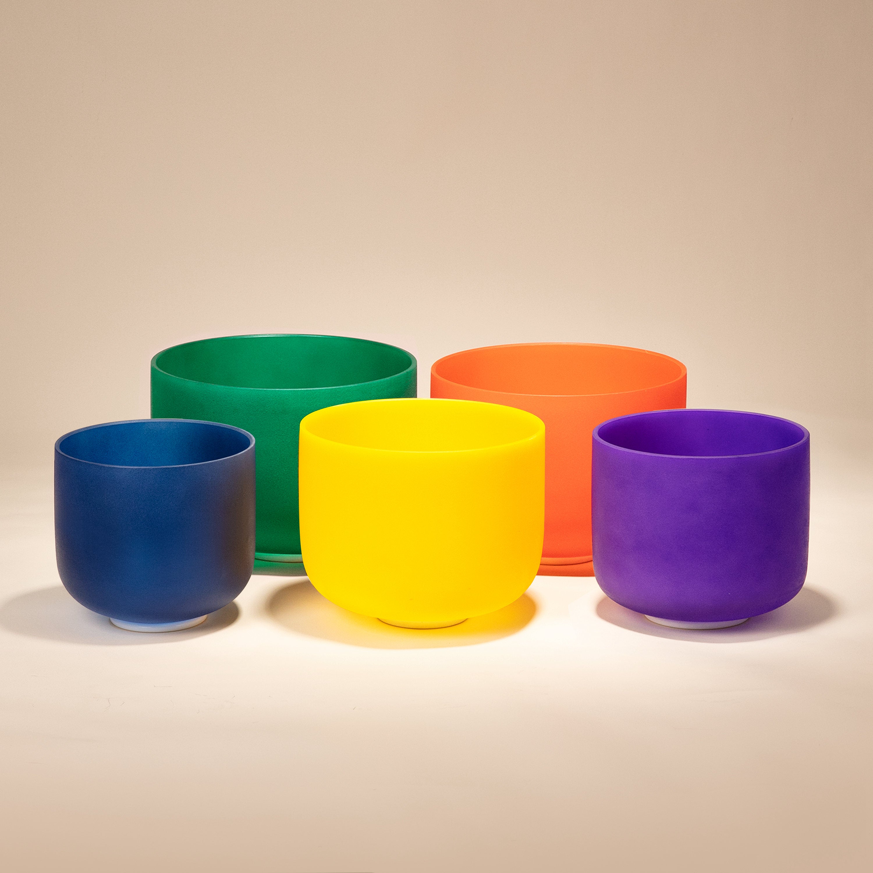 TOPFUND Chakra Tuned Set of 5 Color Crystal Singing Bowls 8-12 inch - TOPFUND Crystal Singing Bowl