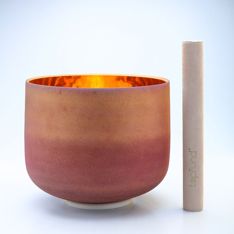 50% OFF TOPFUND Perfect Pitch Alchemy Frosted Gold-pink Crystal Singing Bowl 8 inch G note with defect - TOPFUND Crystal Singing Bowl