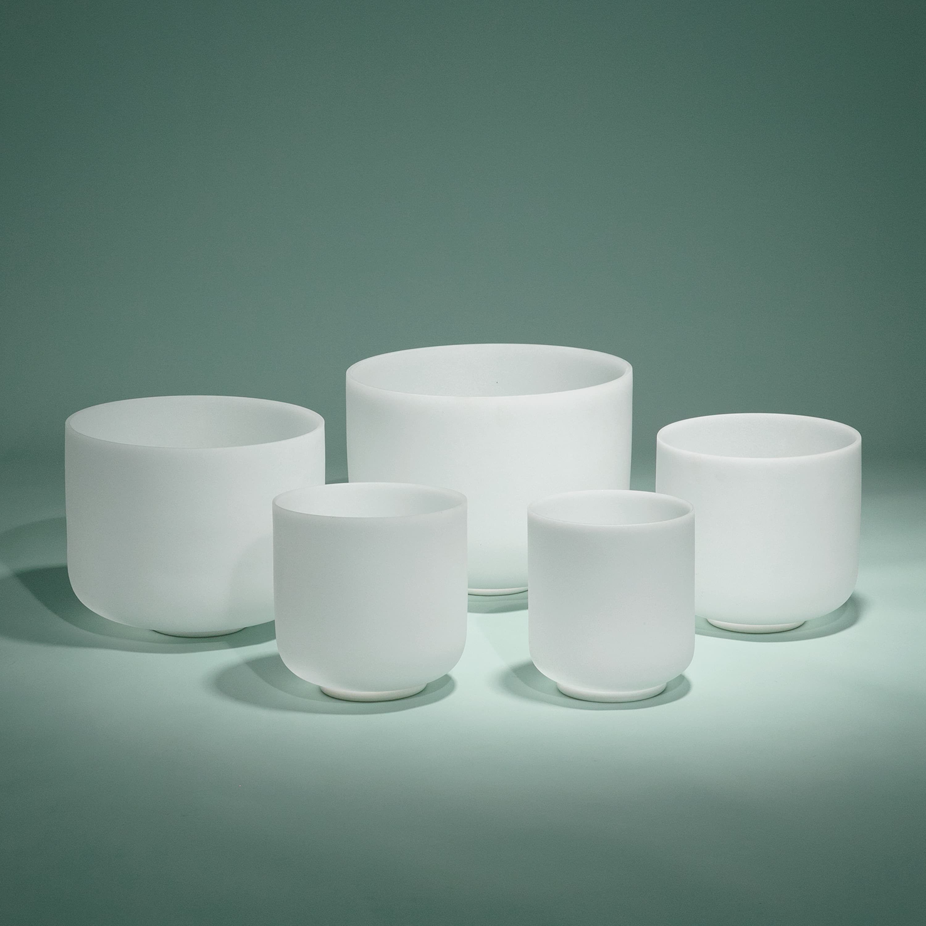 TOPFUND 440Hz Chakra Tuned Set of 5 Sharp Notes Crystal Singing Bowls 6-12 inch - TOPFUND Crystal Singing Bowl