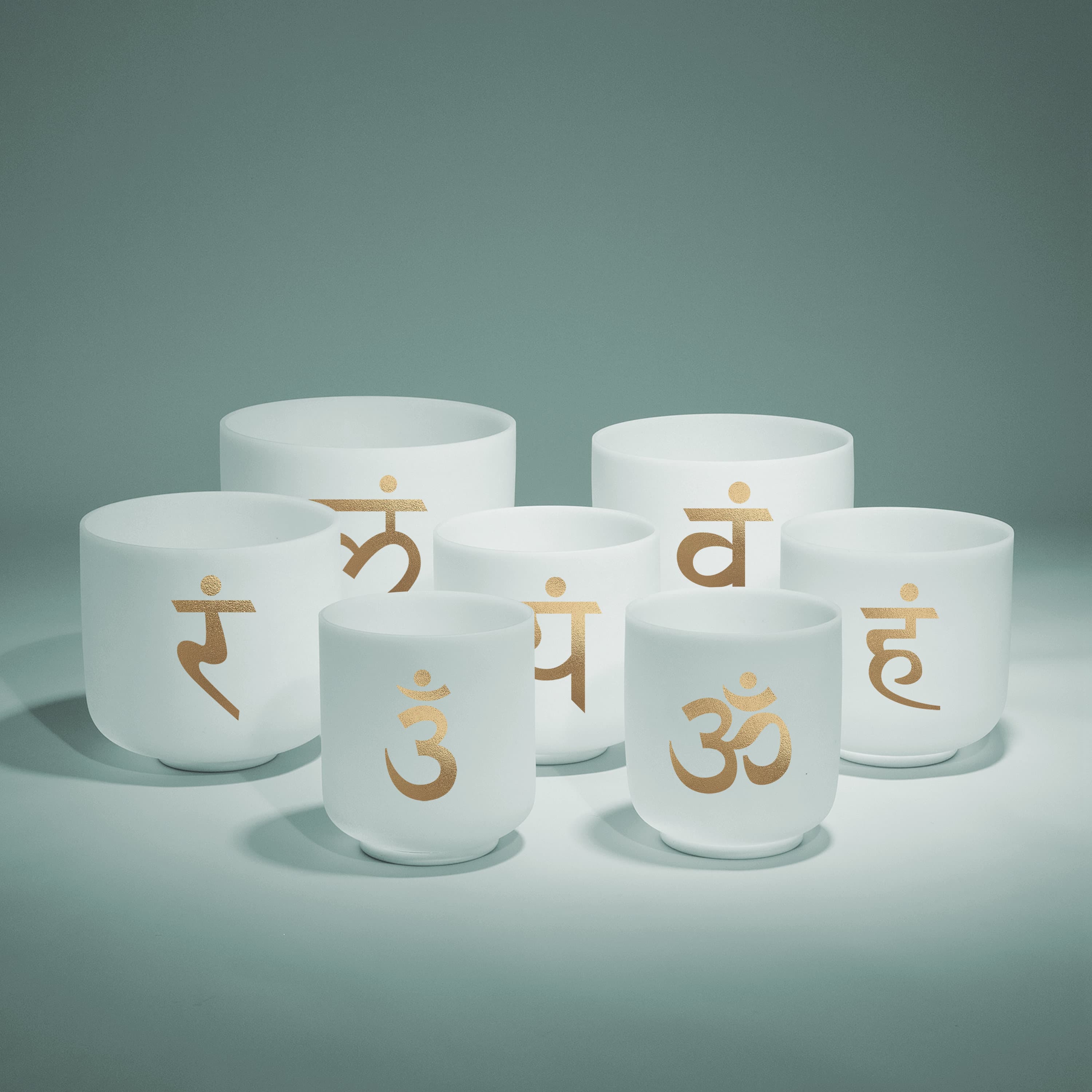 TOPFUND 6-10 inch Sanskrit Series Set of 7 Crystal Singing Bowls - TOPFUND Crystal Singing Bowl