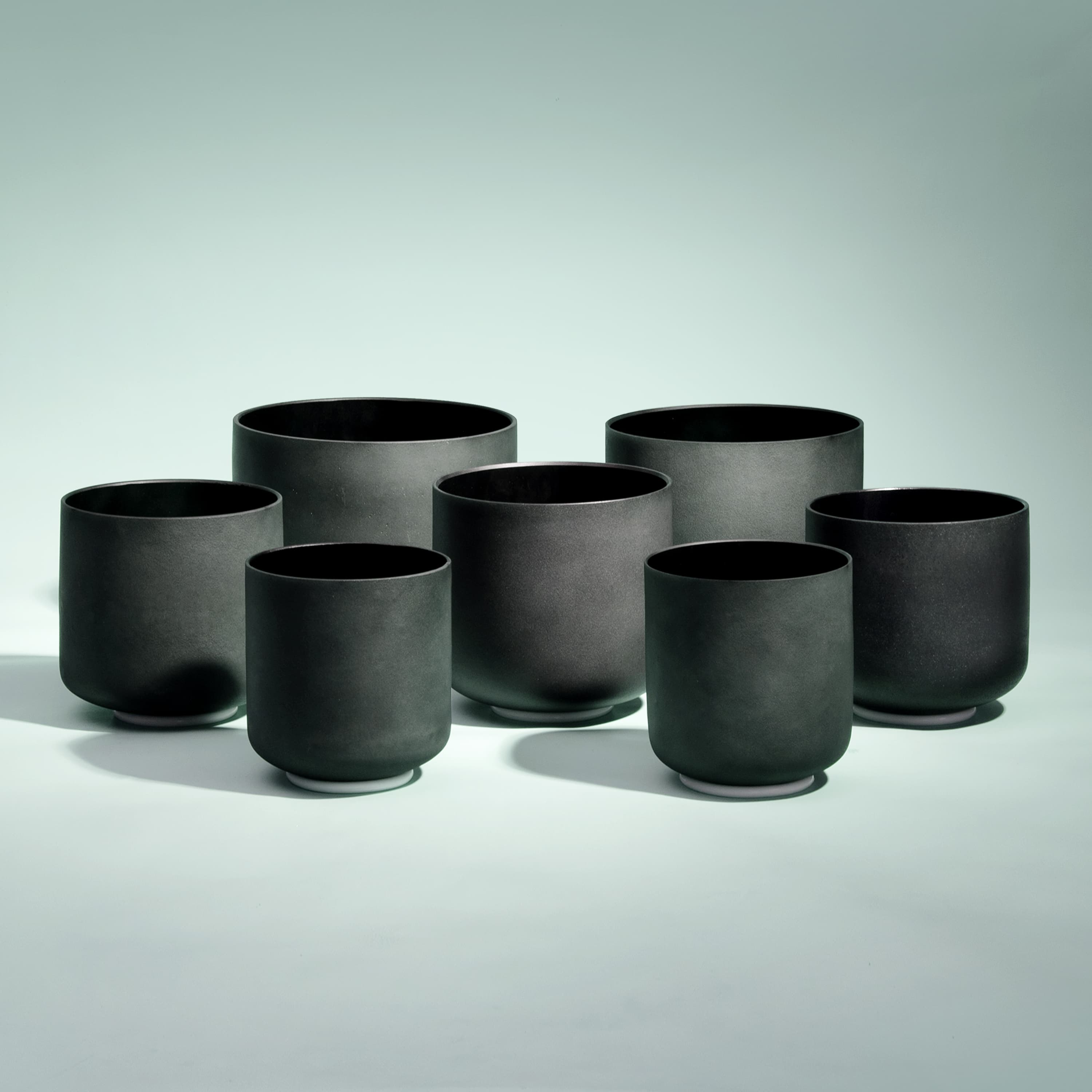 TOPFUND 6-10 inch Chakra Set of 7 Black Crystal Singing Bowls - TOPFUND Crystal Singing Bowl