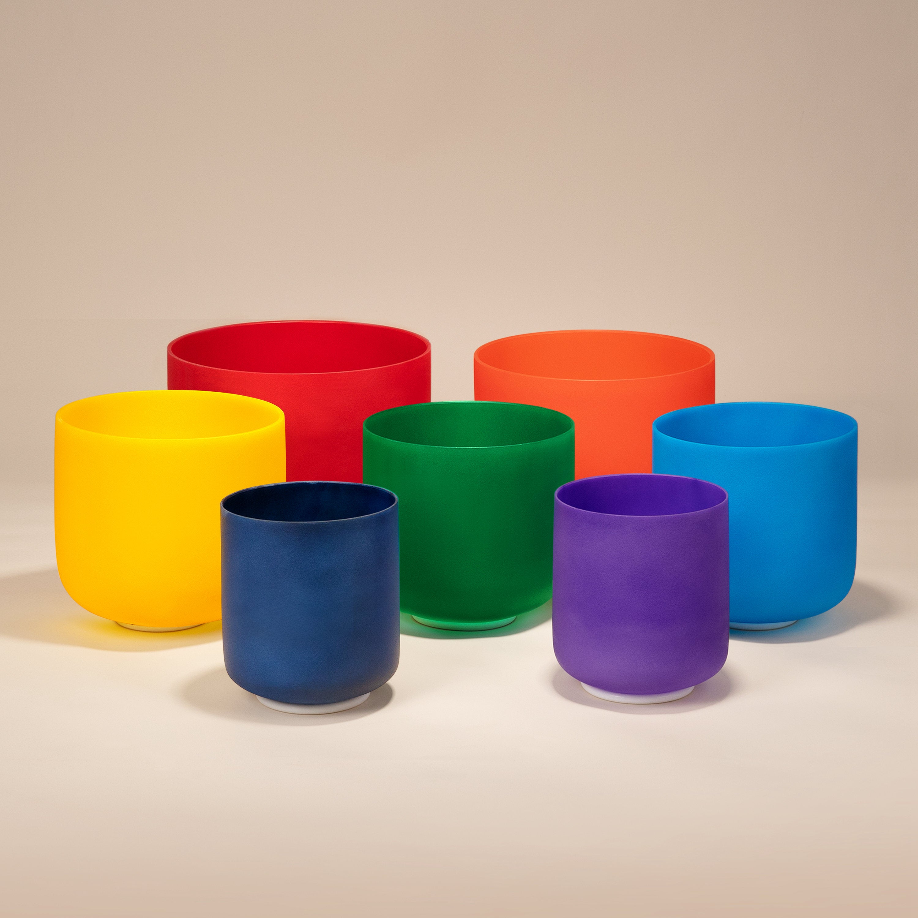 TOPFUND 6-10 inch Chakra Set of 7 Color Crystal Singing Bowls - TOPFUND Crystal Singing Bowl