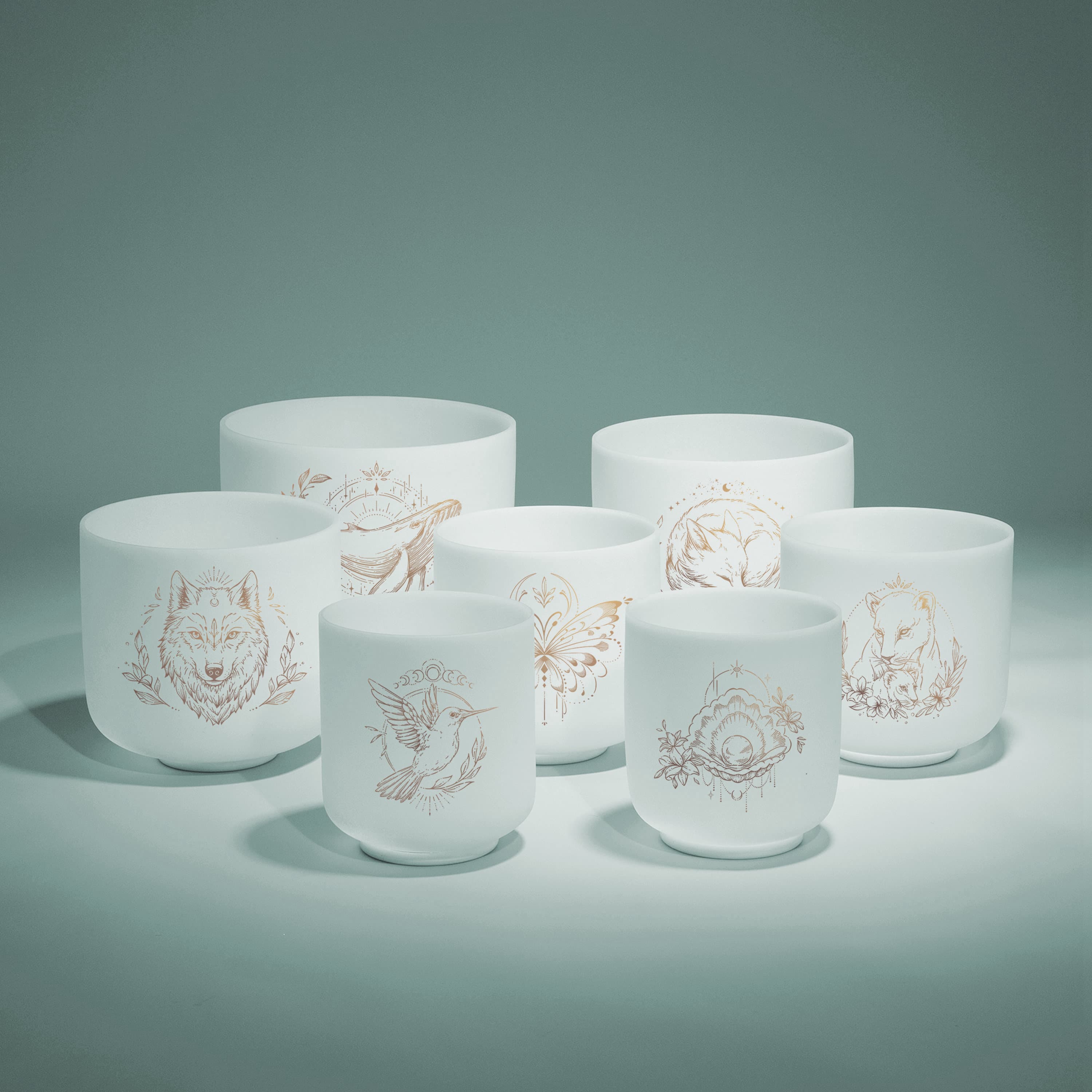 TOPFUND 6-10 inch Malady of Nature Chakra Set of 7 Crystal Singing Bowls - TOPFUND Crystal Singing Bowl