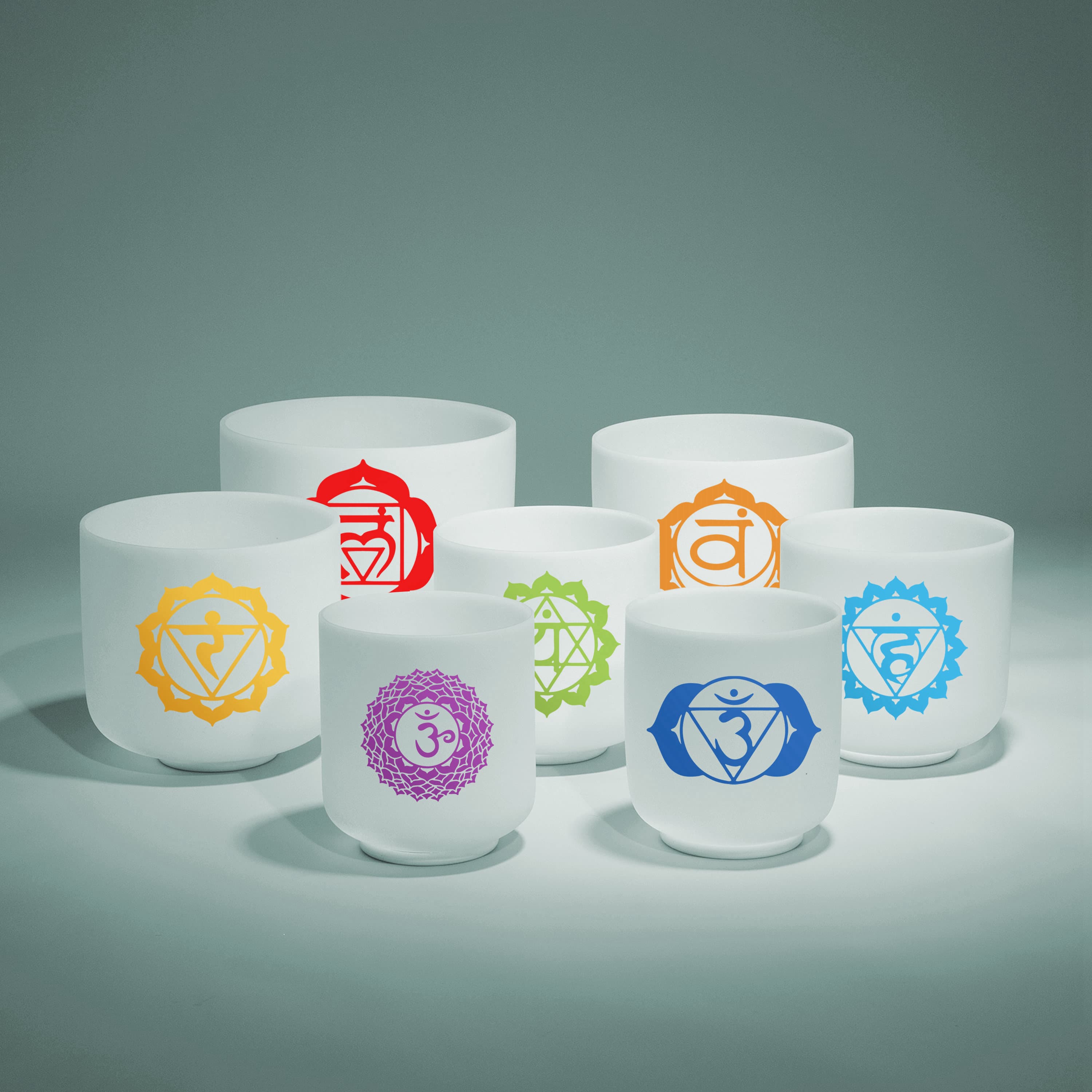 TOPFUND 6-10 inch Colored Chakra Set of 7 Crystal Singing Bowls - TOPFUND Crystal Singing Bowl