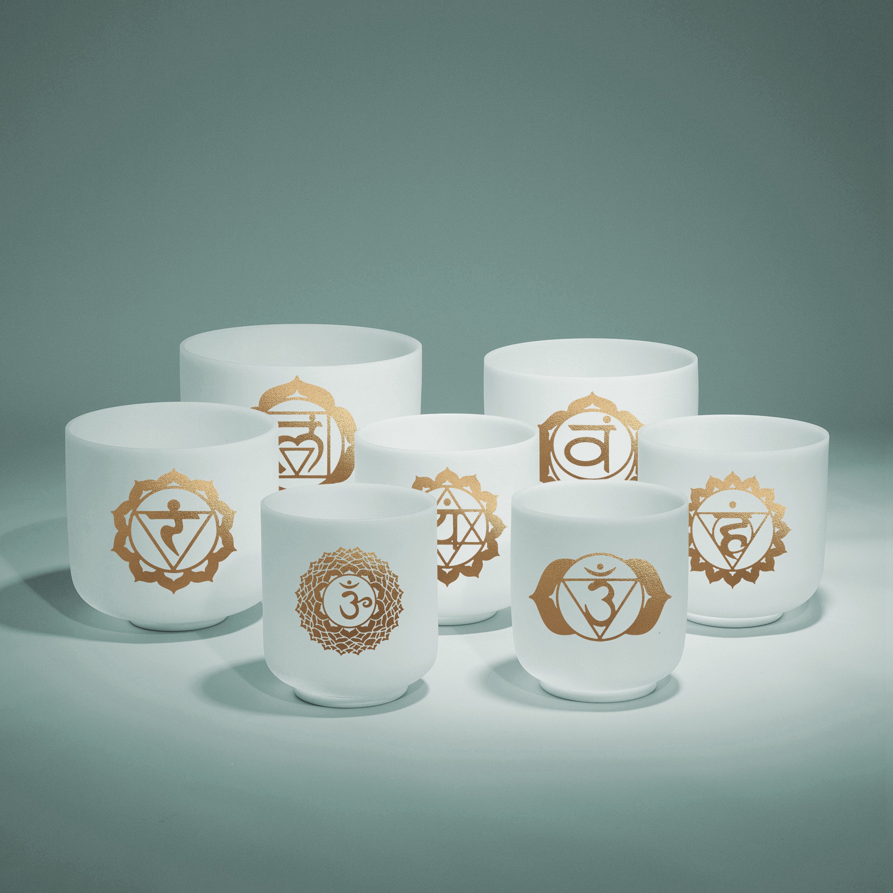 TOPFUND 6-10 inch Golden Chakra Set of 7 Crystal Singing Bowls - TOPFUND Crystal Singing Bowl