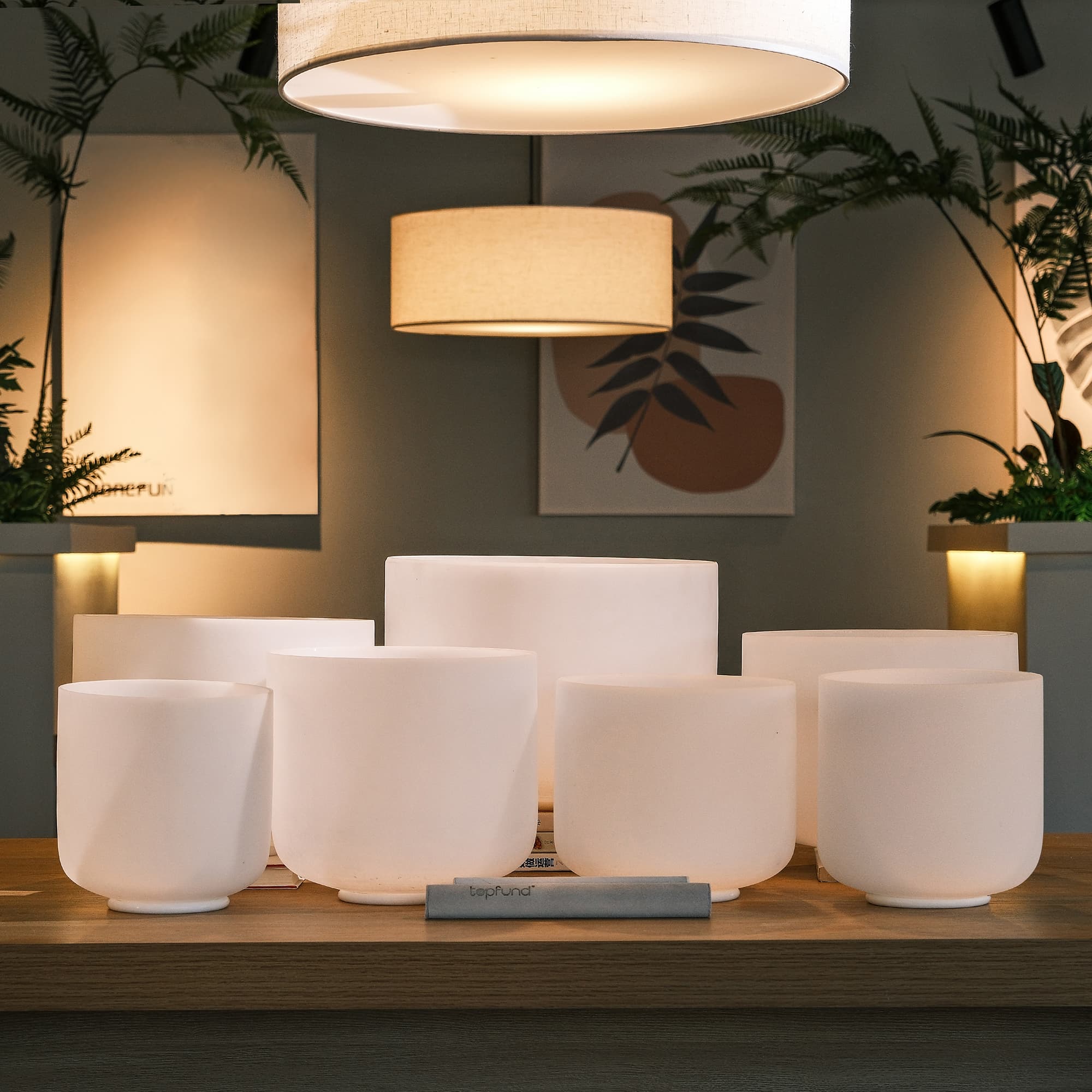 TOPFUND 6-12 inch Set of 7 Crystal Singing Bowls - TOPFUND Crystal Singing Bowl