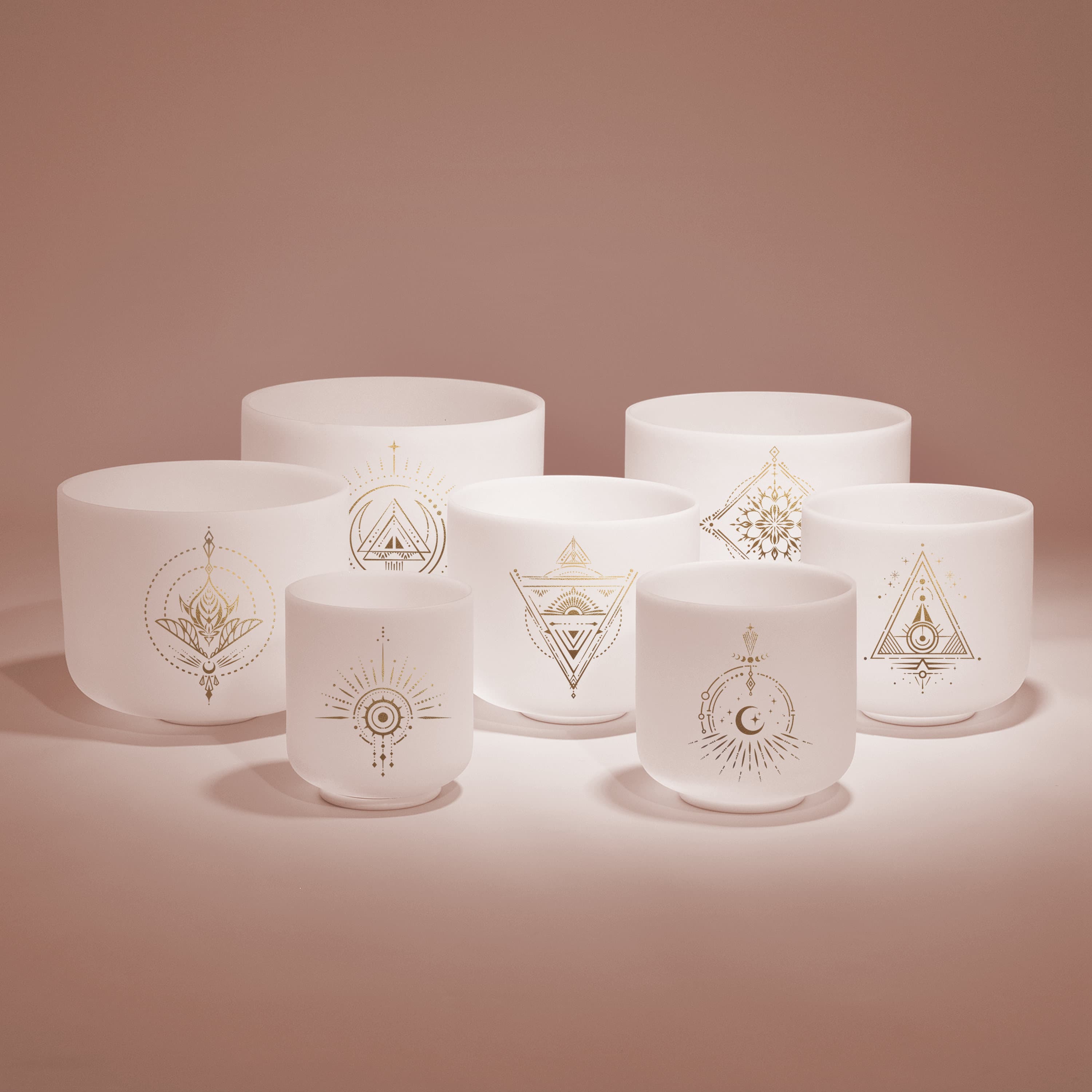 TOPFUND Eternal Hearts Series Set of 7 Crystal Singing Bowls 6-12 inch - TOPFUND Crystal Singing Bowl